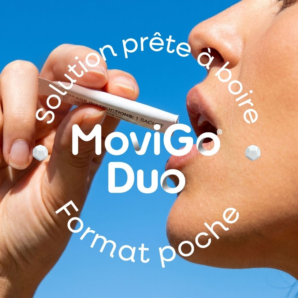 Sachet MoviGo Duo, solution prête à boire format poche.