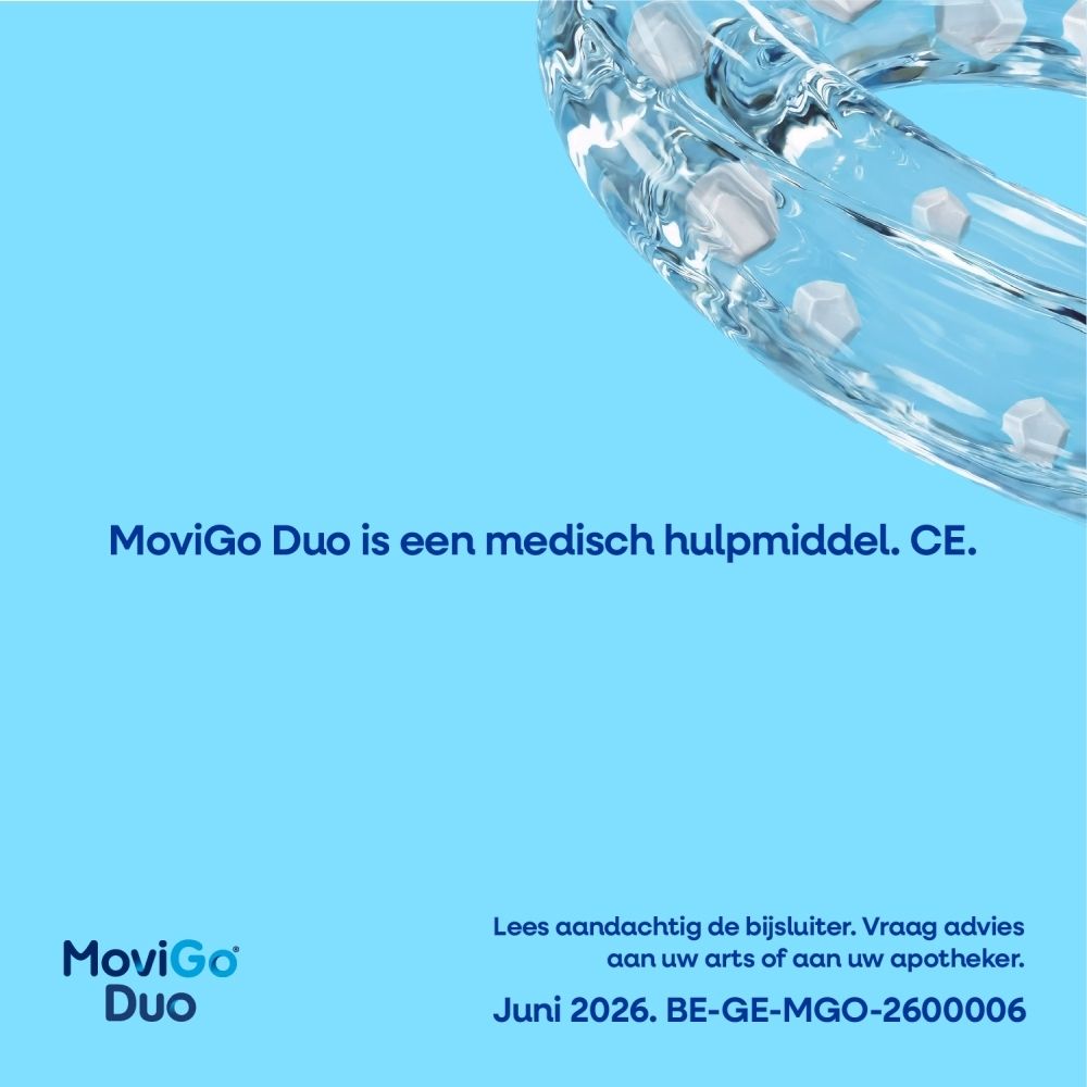 Movigo Duo: Dubbele werking tegen constipatie en opgeblazen gevoel. Drinkoplossing.