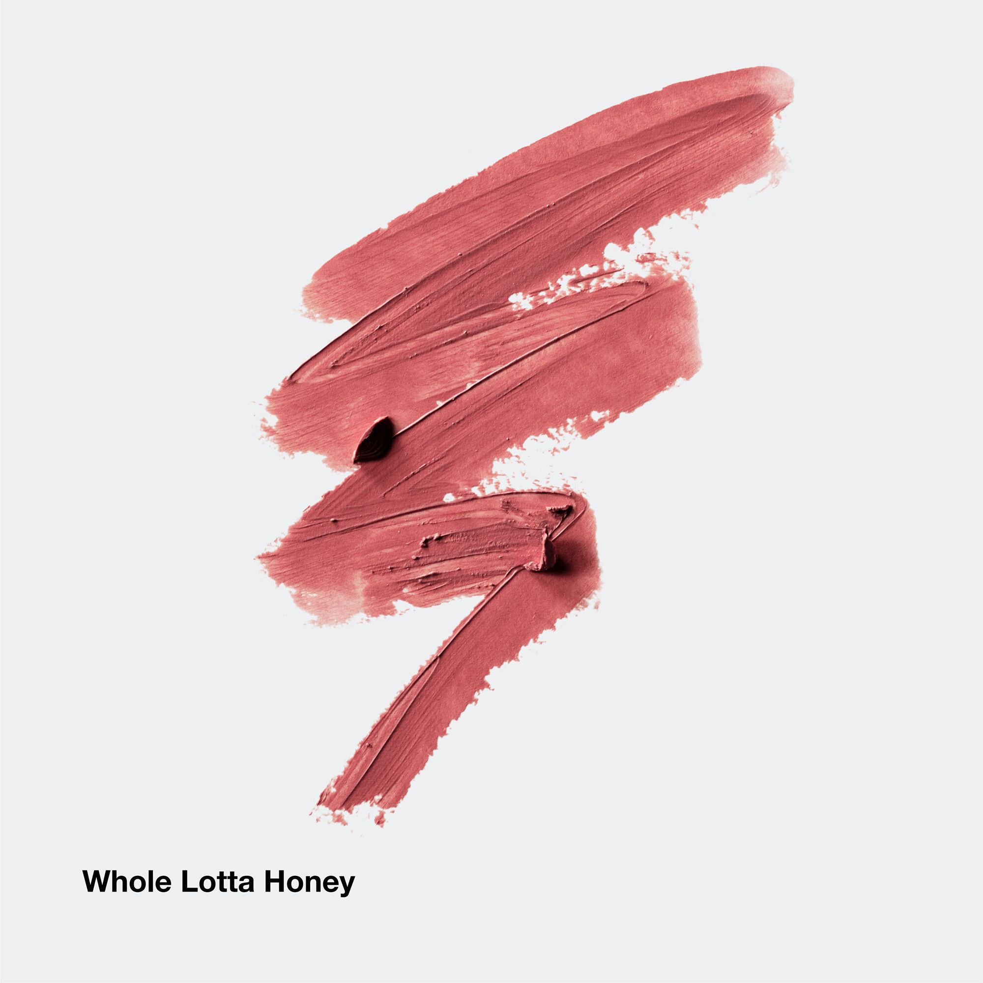 Lippenstift-Swatches in Braun. Text Whole Lotta Honey unten.