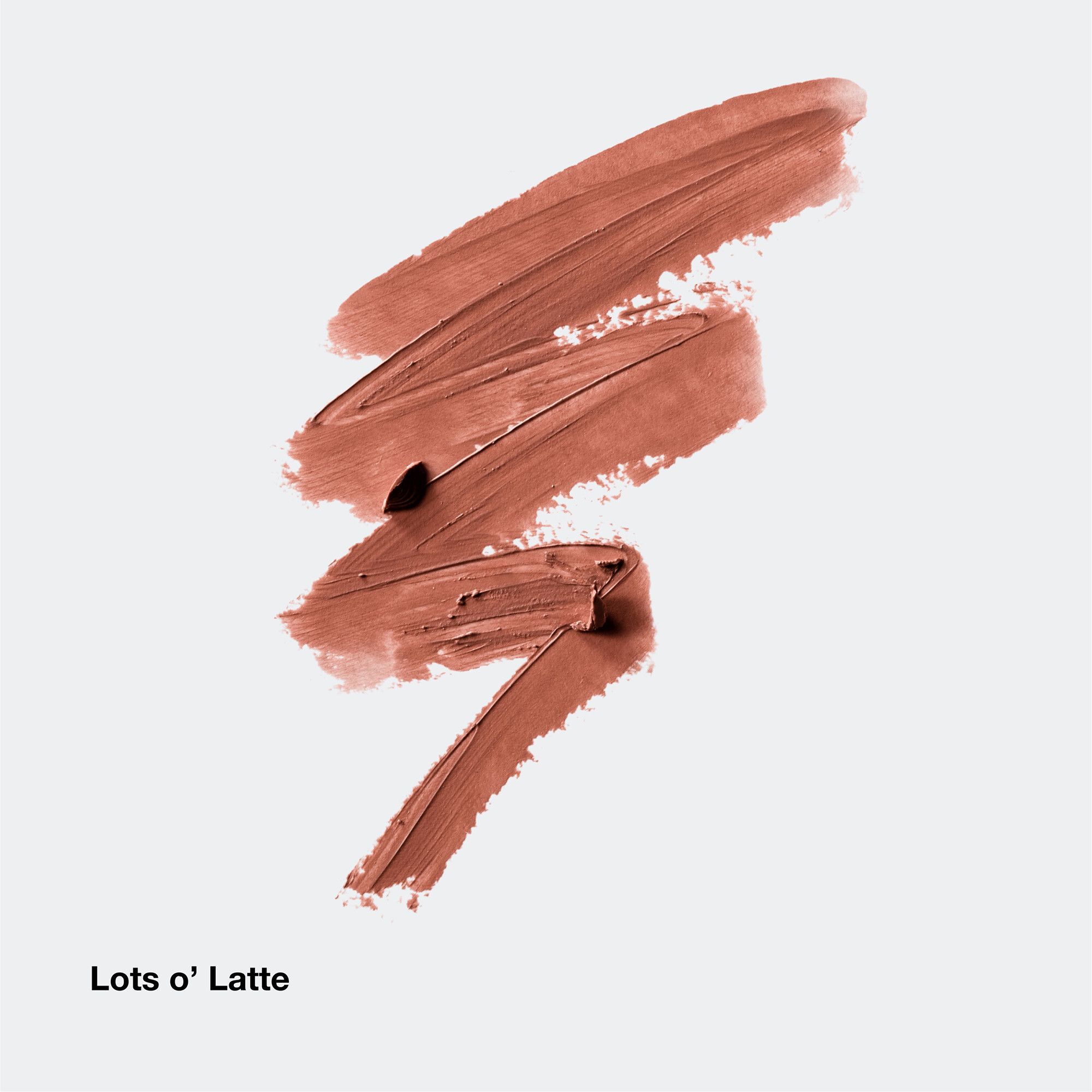 Lots O´Latte Lippenstift-Swatches. Farbstreifen in verschiedenen Brauntönen auf weißem Hintergrund.