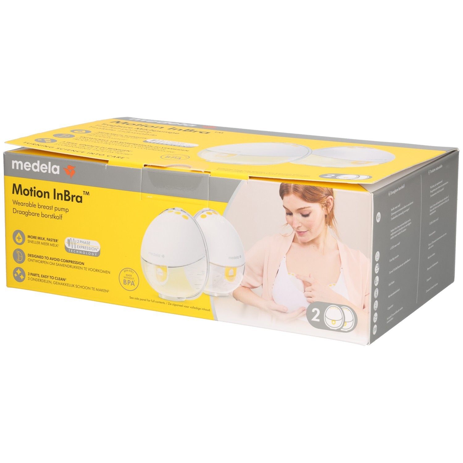 Medela Motion InBra™ tragbare Milchpumpen-Box, 2 Stück, BPA-frei.