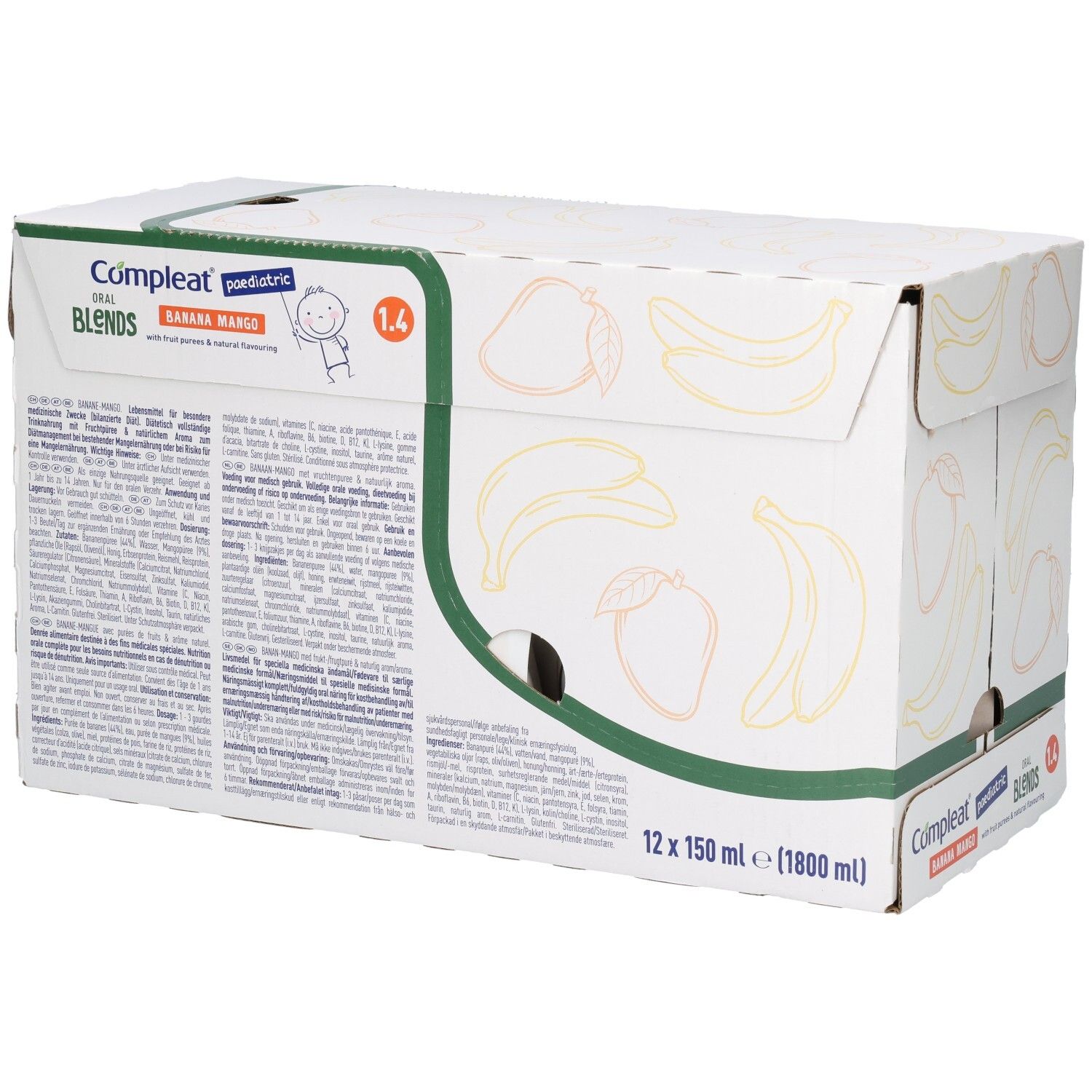 Nestlé Compleat® Paediatric Oral Blends Banana Mango 12x150 Voeding
