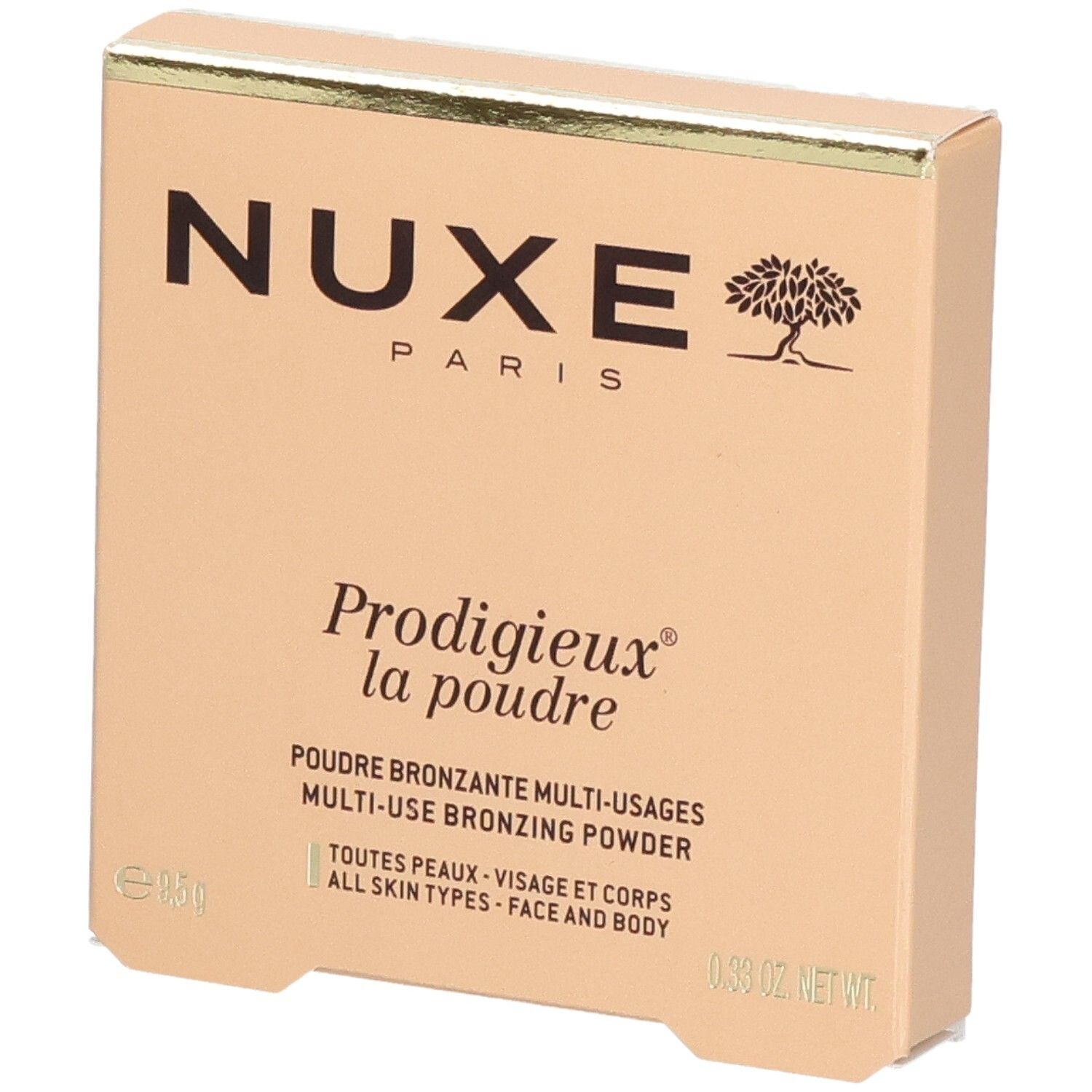 Nuxe Prodigieux la poudre Bronzing Powder Verpackung. Für alle Hauttypen, Gesicht und Körper.