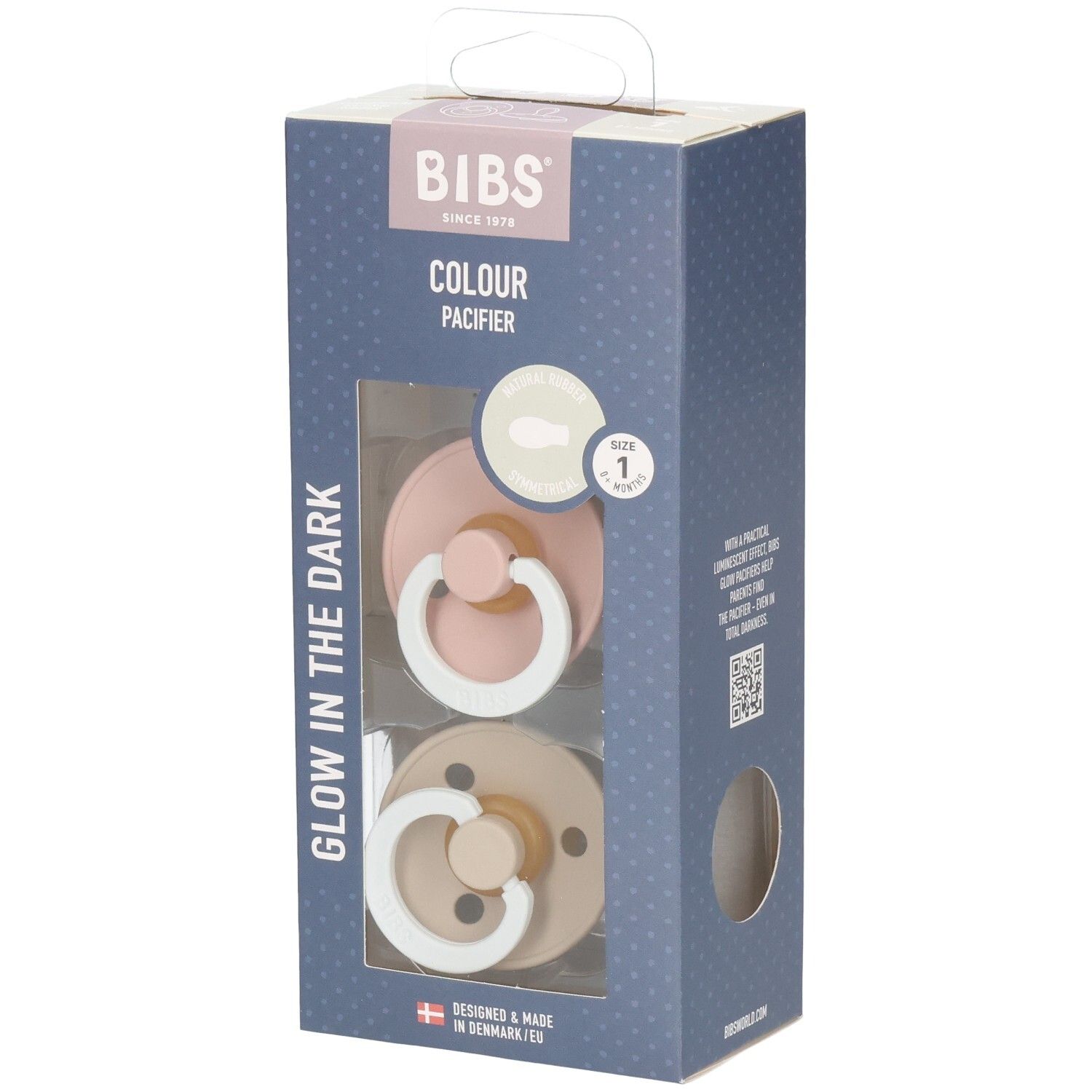 Bibs 1 Symmetric Glow Duo Blush/Vanilla 2st 2 St Schnuller