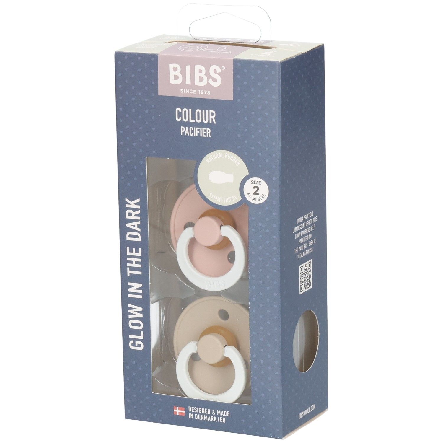 Bibs 2 Symmetric Glow Duo Blush/Vanilla 2st St Schnuller