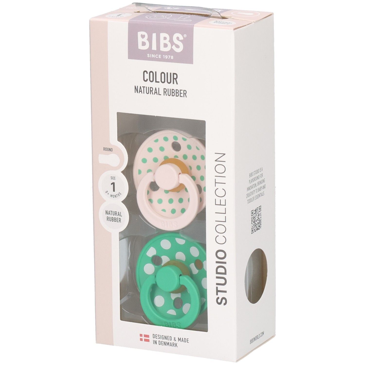 Bibs 1 - Studio DUO Polka Cactus 2 St Schnuller