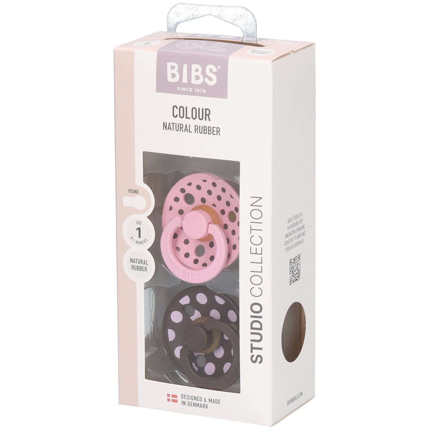 Bibs 1 - Studio DUO Polka Mocha 2 St Schnuller