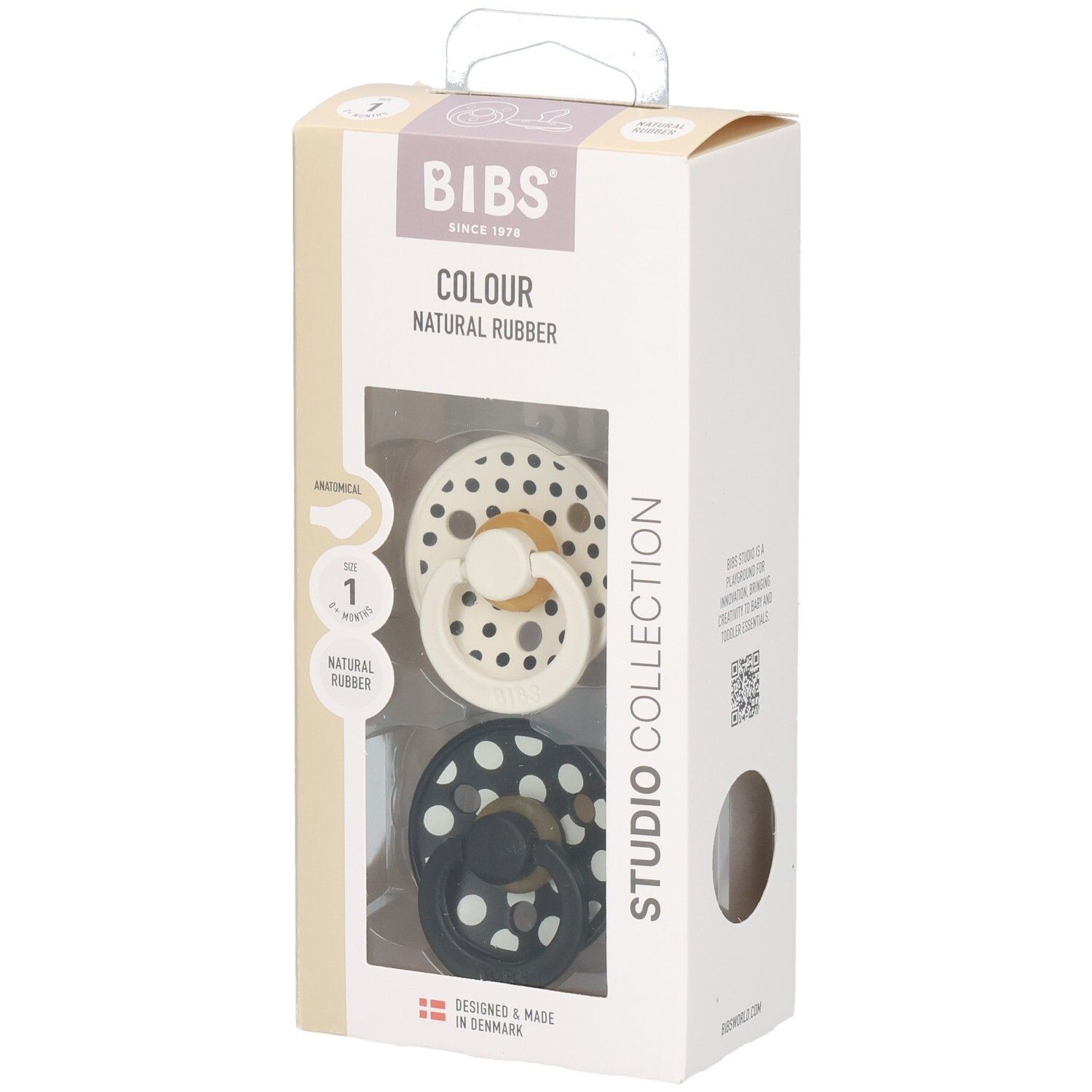 Bibs 1 - Anatomic Studio DUO Polka Black 2 St Schnuller