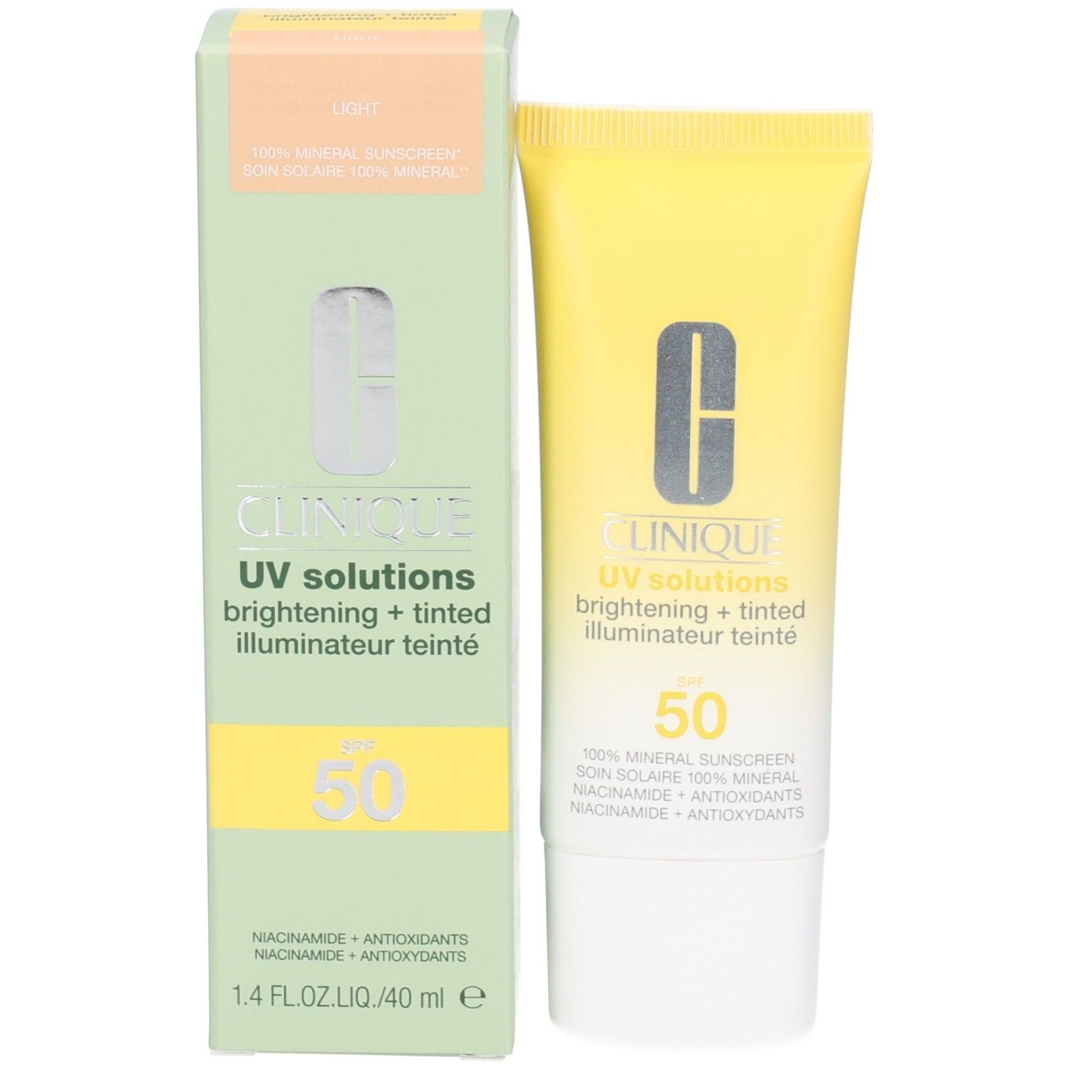Clinique UV Solutions Sonnenschutz-Tube und Verpackung, SPF 50.