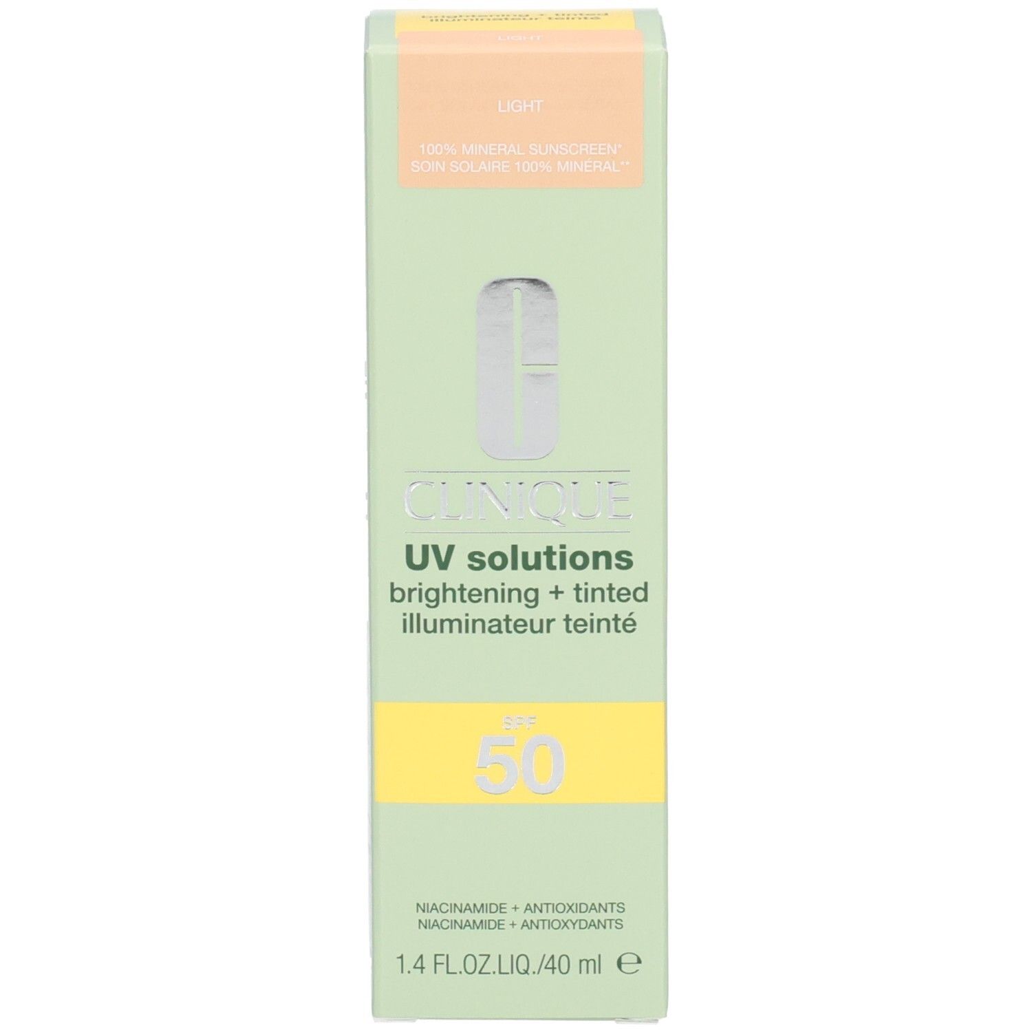 Verpackung von Clinique UV Solutions Sonnenschutz, SPF 50.
