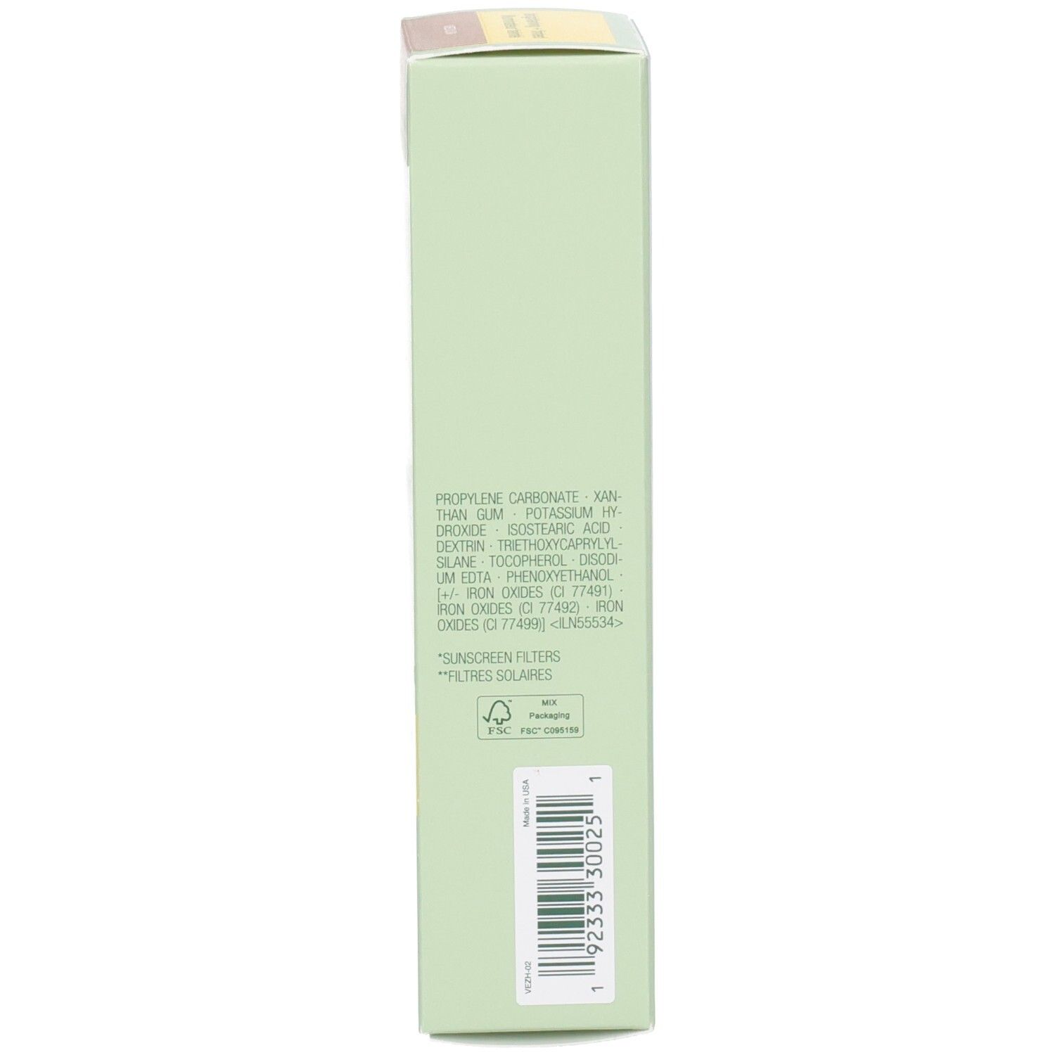 Rückseite der Clinique UV Solutions getönten Sonnencreme LSF 50 Verpackung.