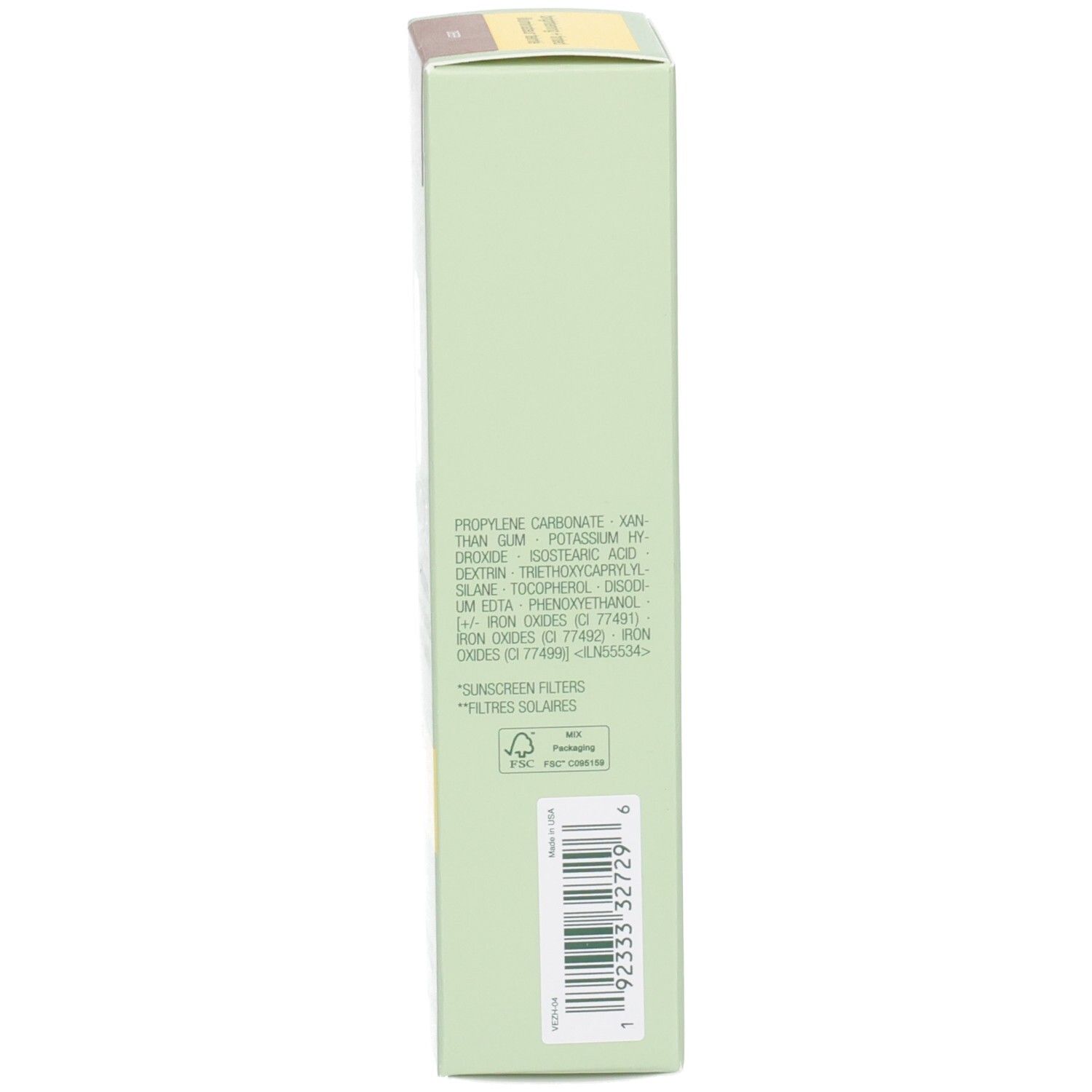 Rückseite der Clinique Sonnencreme-Verpackung mit Barcode und Produktinformationen.