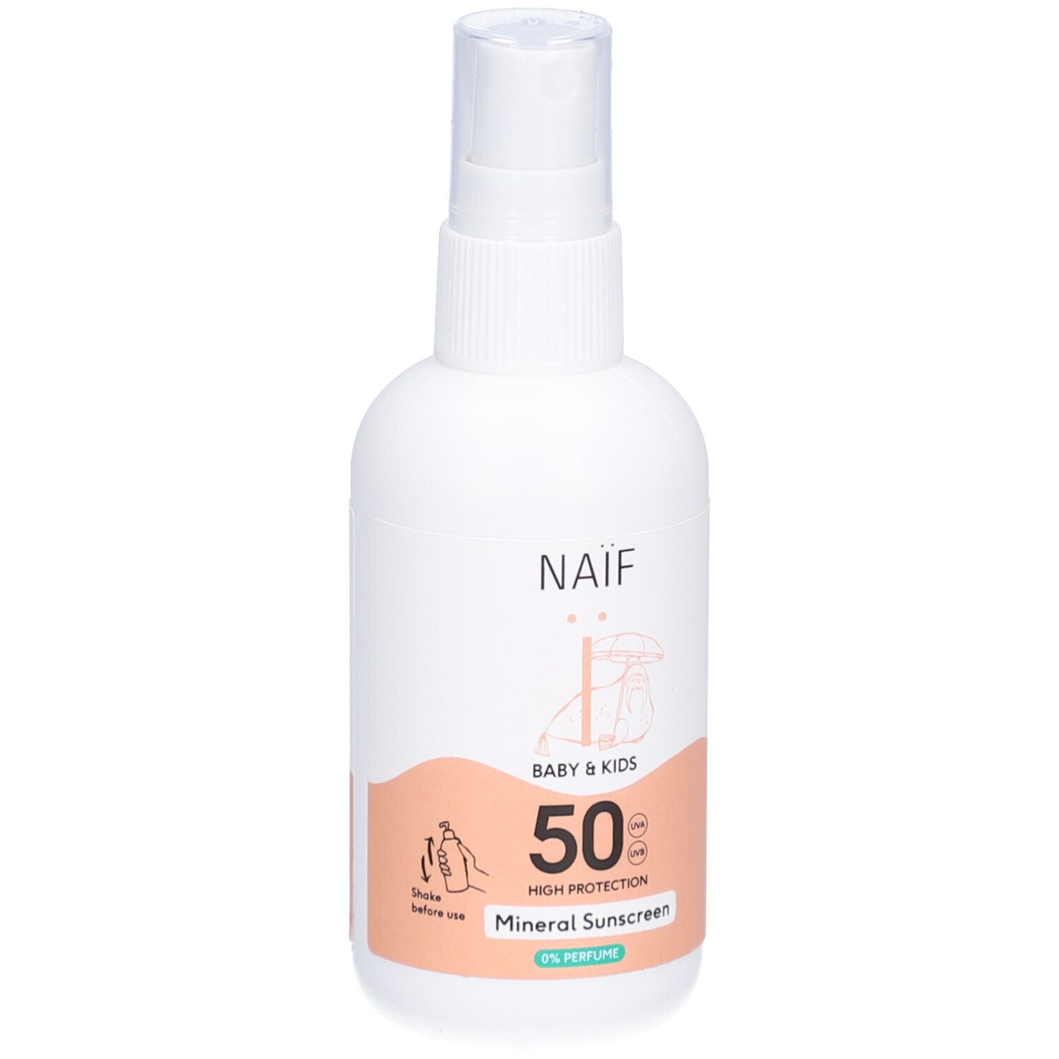 Naif Baby & Kids Minerale Zonnebrandspray Zonder Parfum Spf50 100ml 100 ml Sonnenschutzcreme