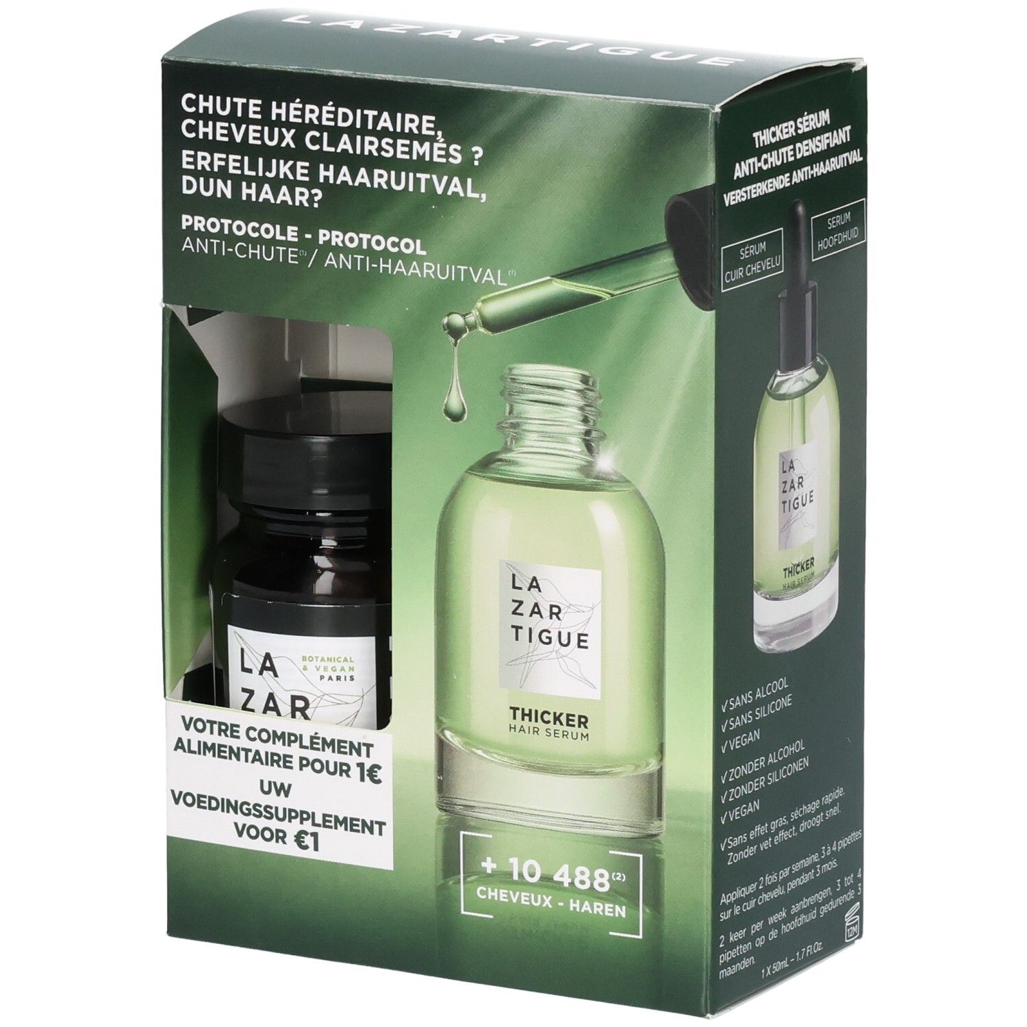 Lazartigue Anti-Haaruitval & Haargroei Protocol | Thicker Serum + BOOST Capsules voor €1 1 Set