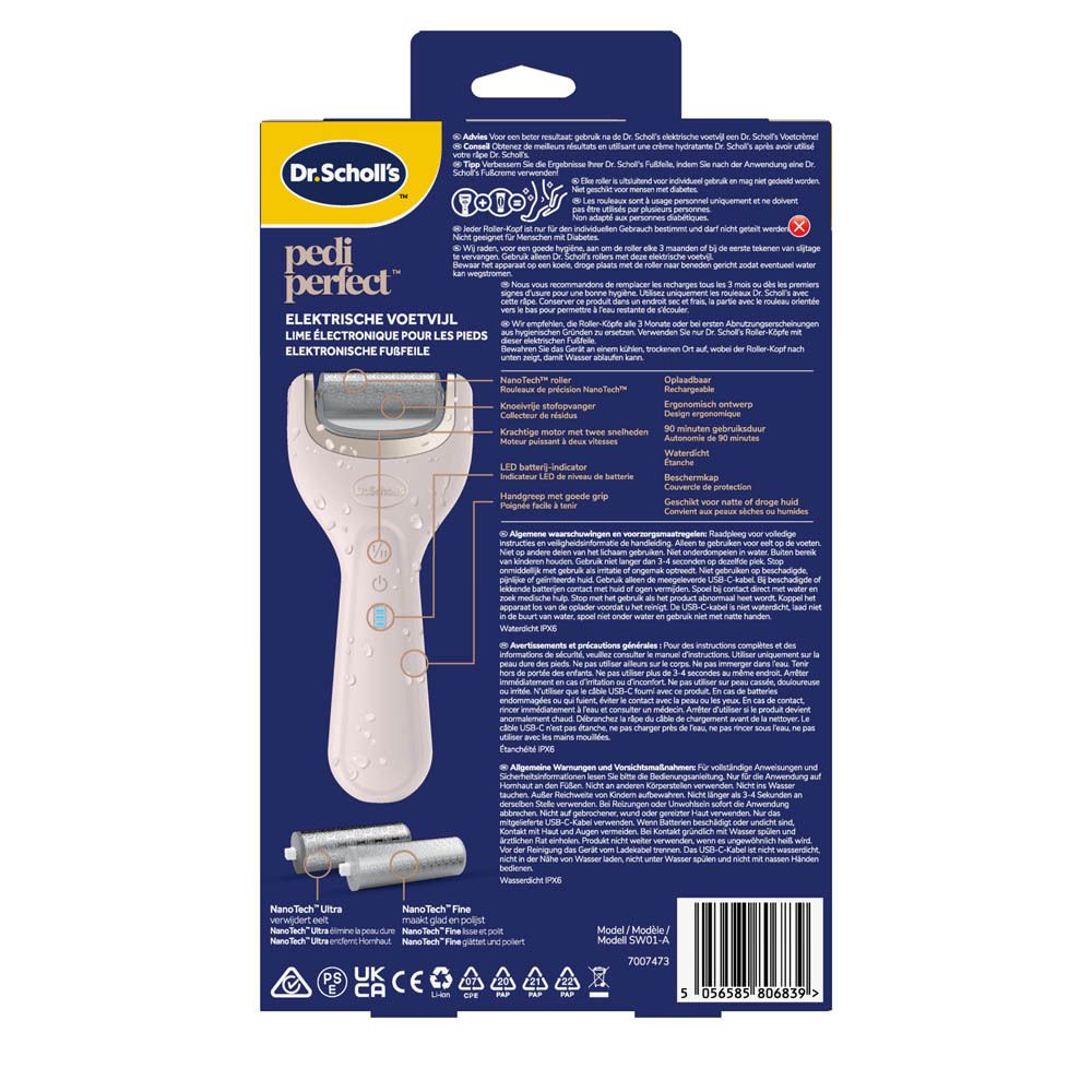 Dr. Scholl's Pedi Perfect Râpe Electrique Exfoliant (rechargeable)