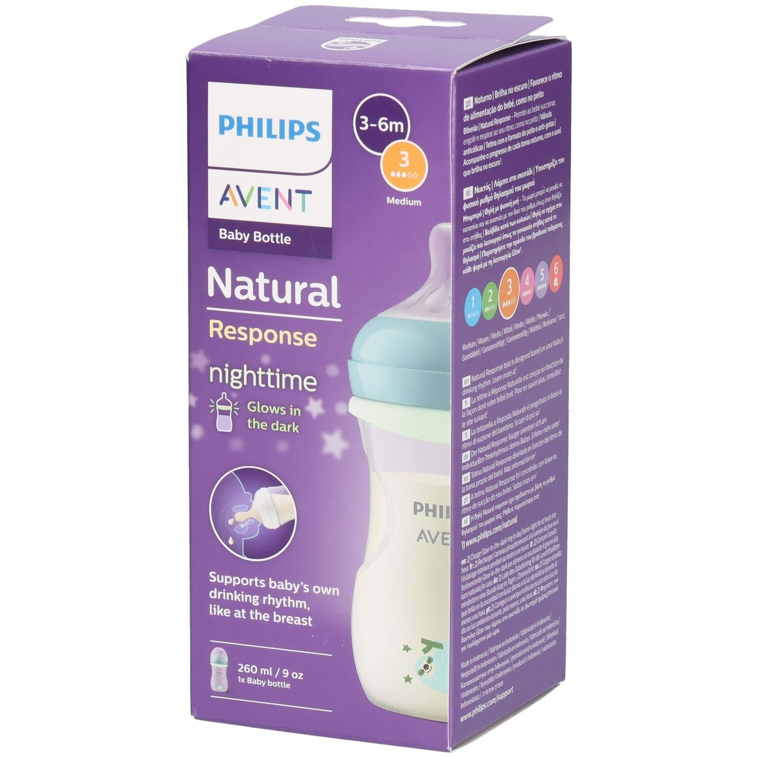 Philips Avent Natural 3.0 zuigfles 260ml Nighttime 1 St Babyflasche