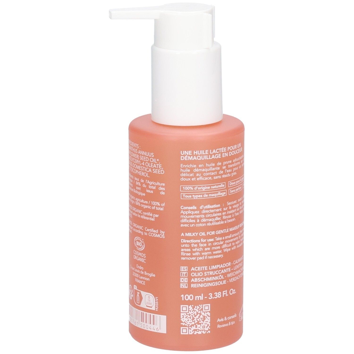Milchiges Reinigungsöl in einem Pumpspender, 100 ml.