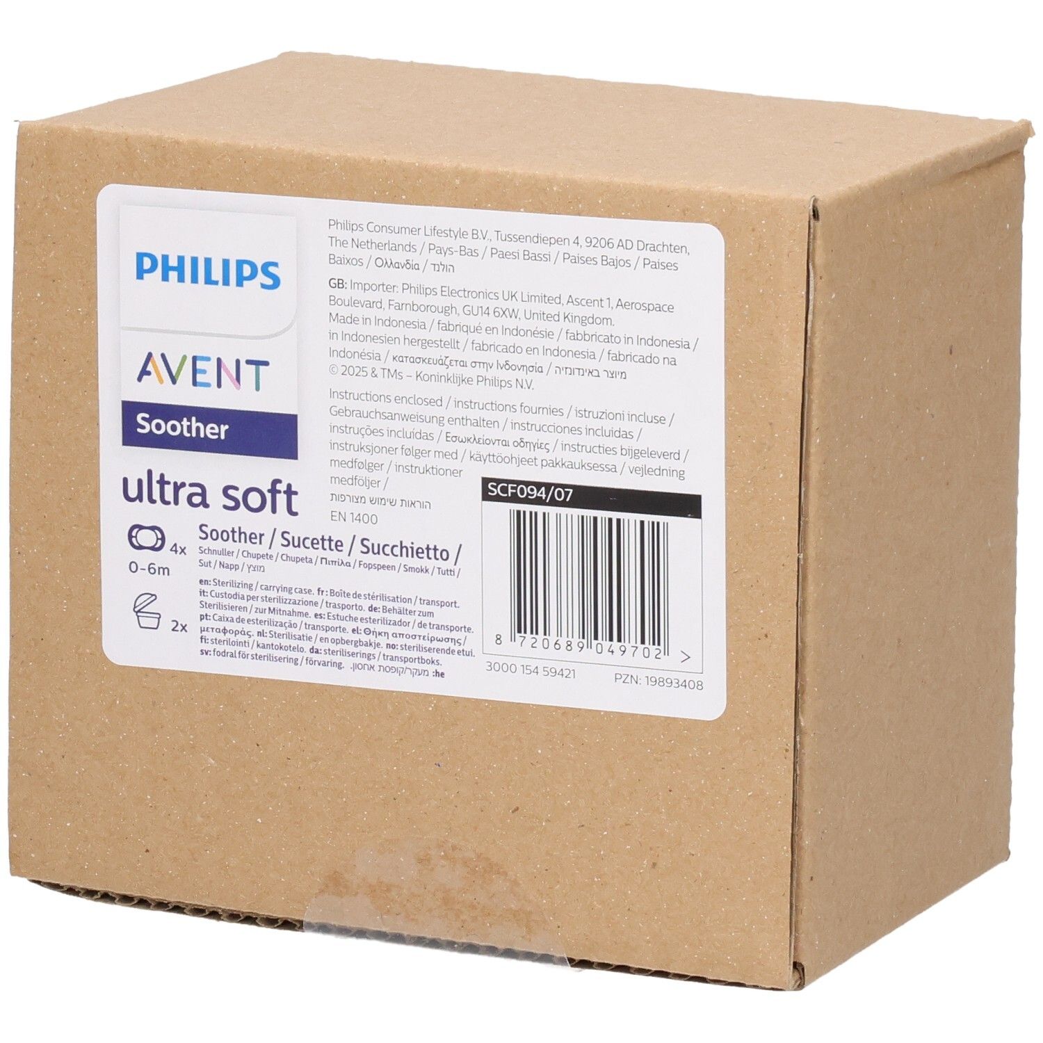 Philips Avent Fopspeen +0m Soft night deco - 4pack 4 St Sauger