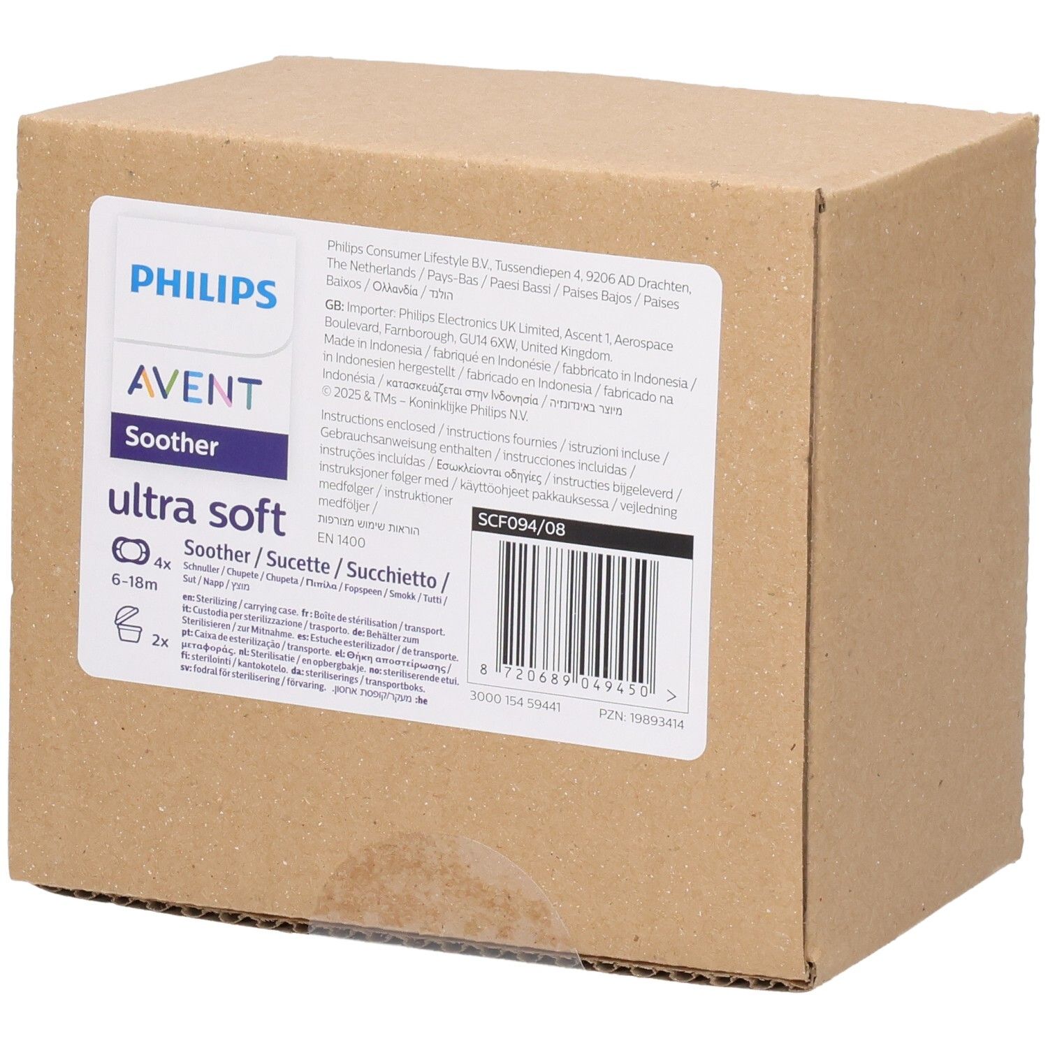 Philips Avent Fopspeen +6m Soft night deco - 4pack 4 St Sauger
