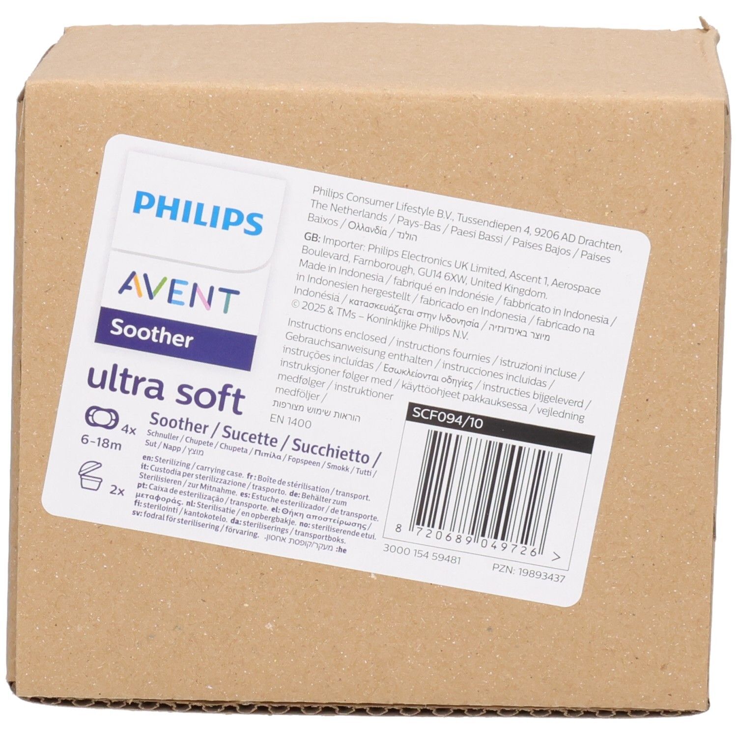 Philips Avent Fopspeen +6m Soft day & night - 4pack 4 St Sauger