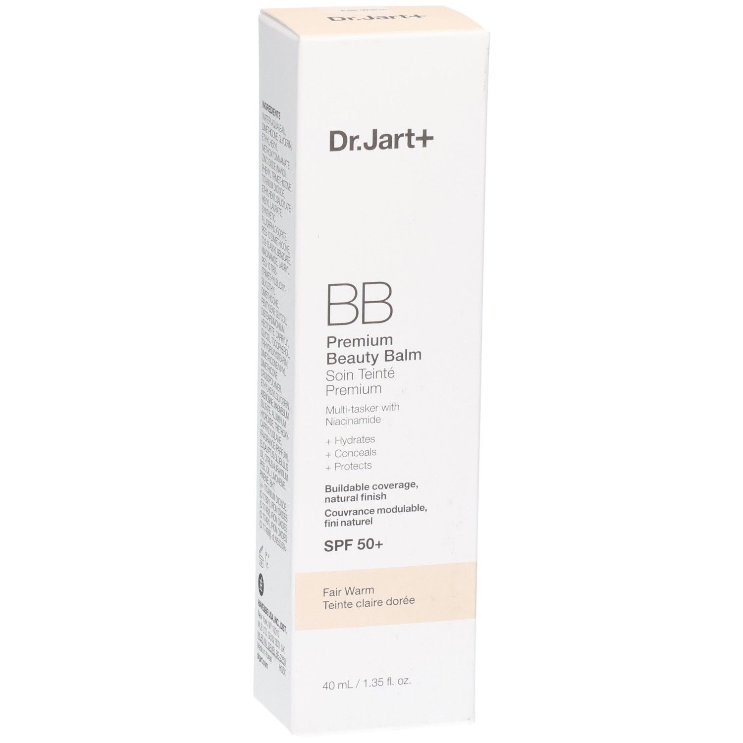 Dr.Jart+ BB Cream Kartonverpackung, Vorderseite mit Produktinformationen und SPF 50+.