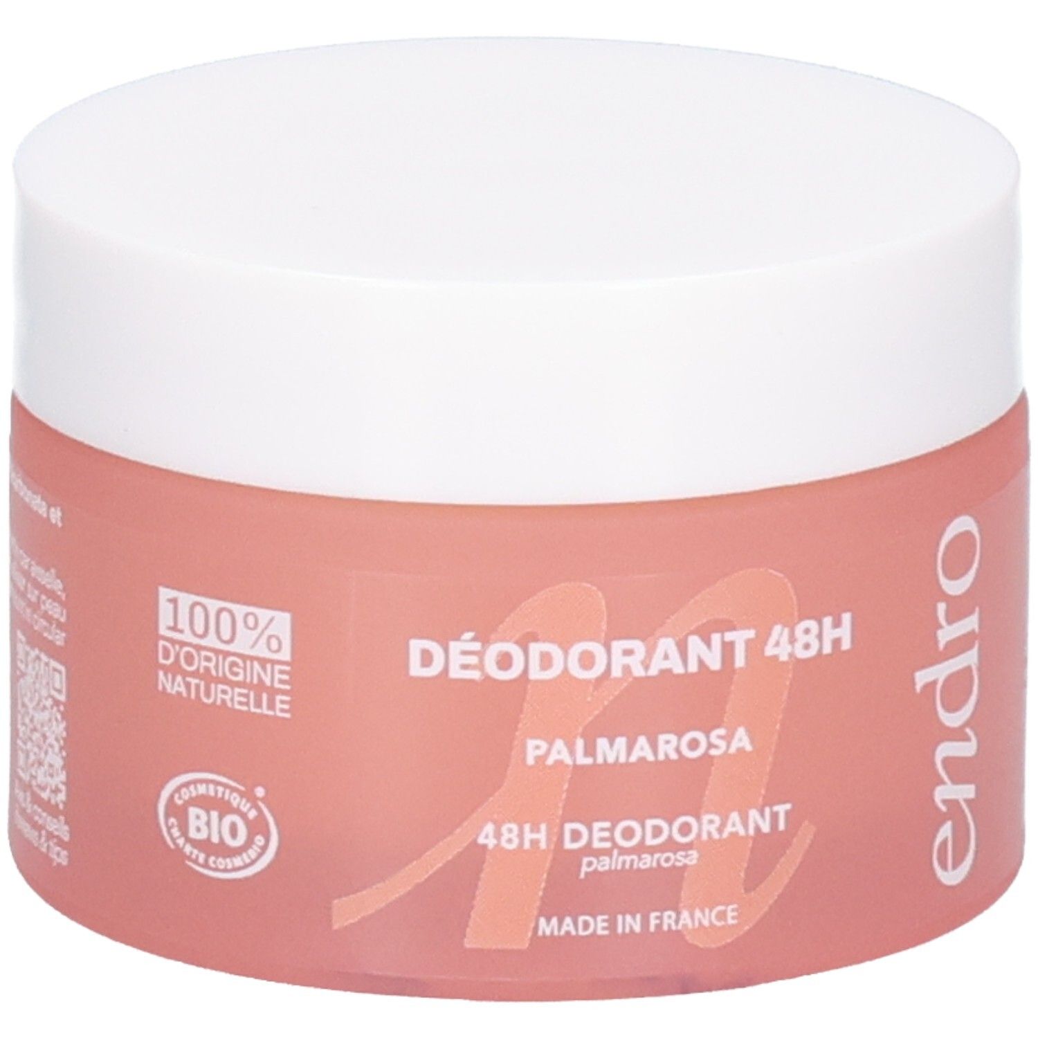 Endro Deodorant Baume 48H Palmarosa in rosa Dose. 100% natürliche Herkunft, Bio-zertifiziert.