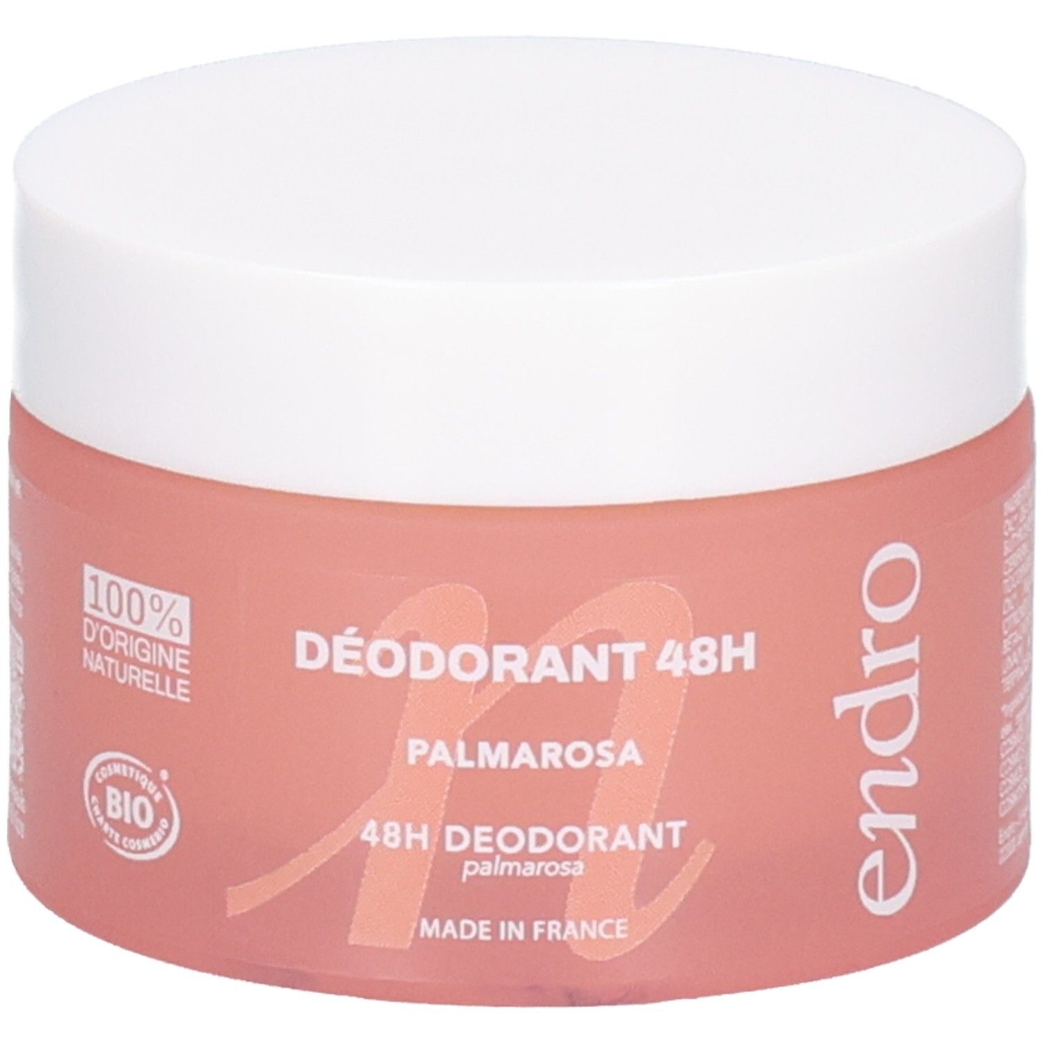 Endro Deodorant Baume 48H Palmarosa in rosa Dose. 100% natürliche Herkunft, Bio-zertifiziert.