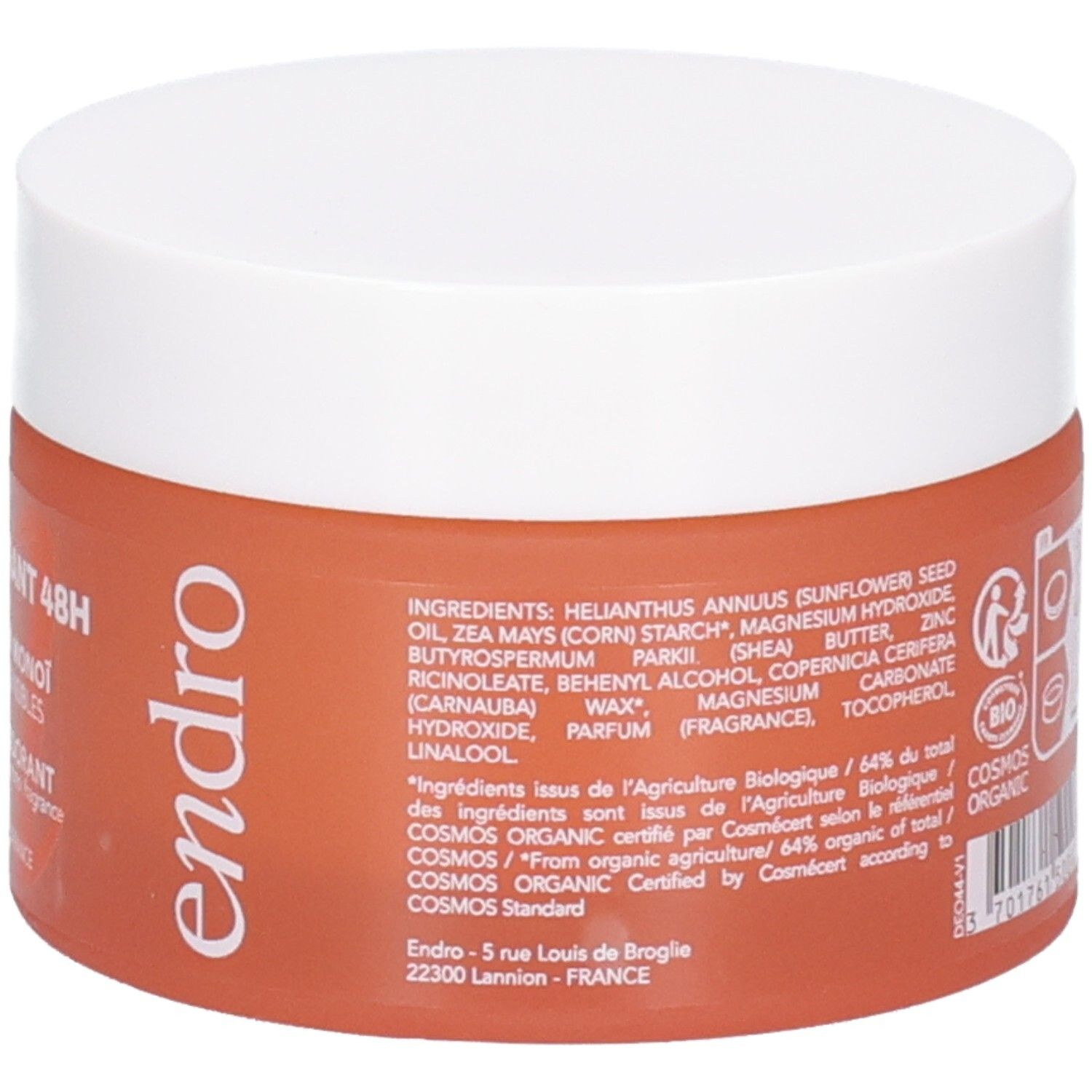 Endro Deodorant Balm 48H, Monoi fragrance, sensitive skin. Ingredients list.