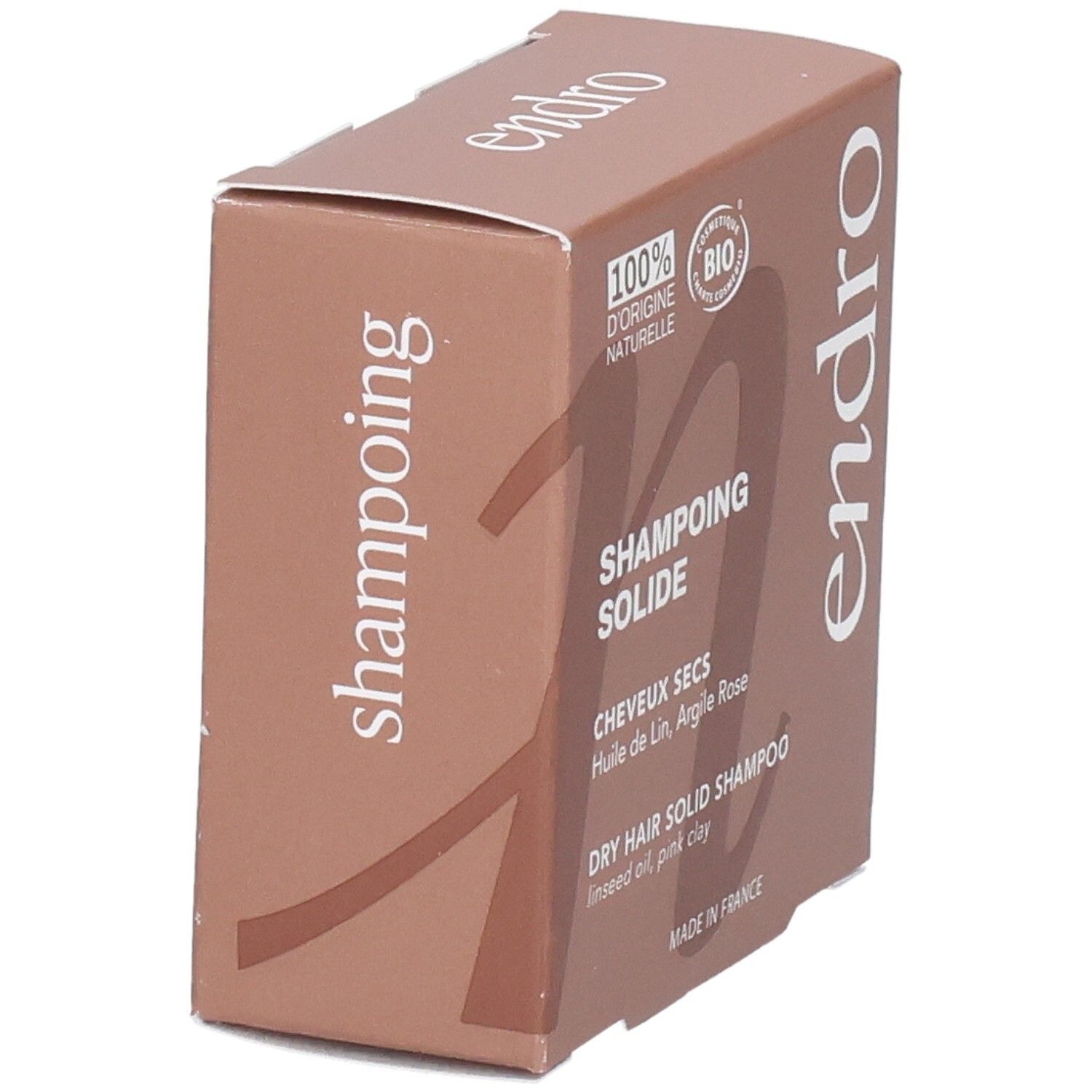 Endro Festes Shampoo Trockenes Haar Bio, Seitenansicht, 100% natürliche Herkunft.