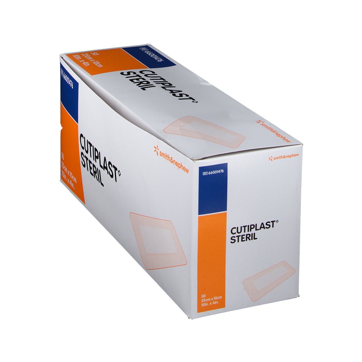 CULTIPLAST STERIL-Verpackung. Aufschrift: 50 Stück, 25cm x 10cm. Marke: smith&nephew.