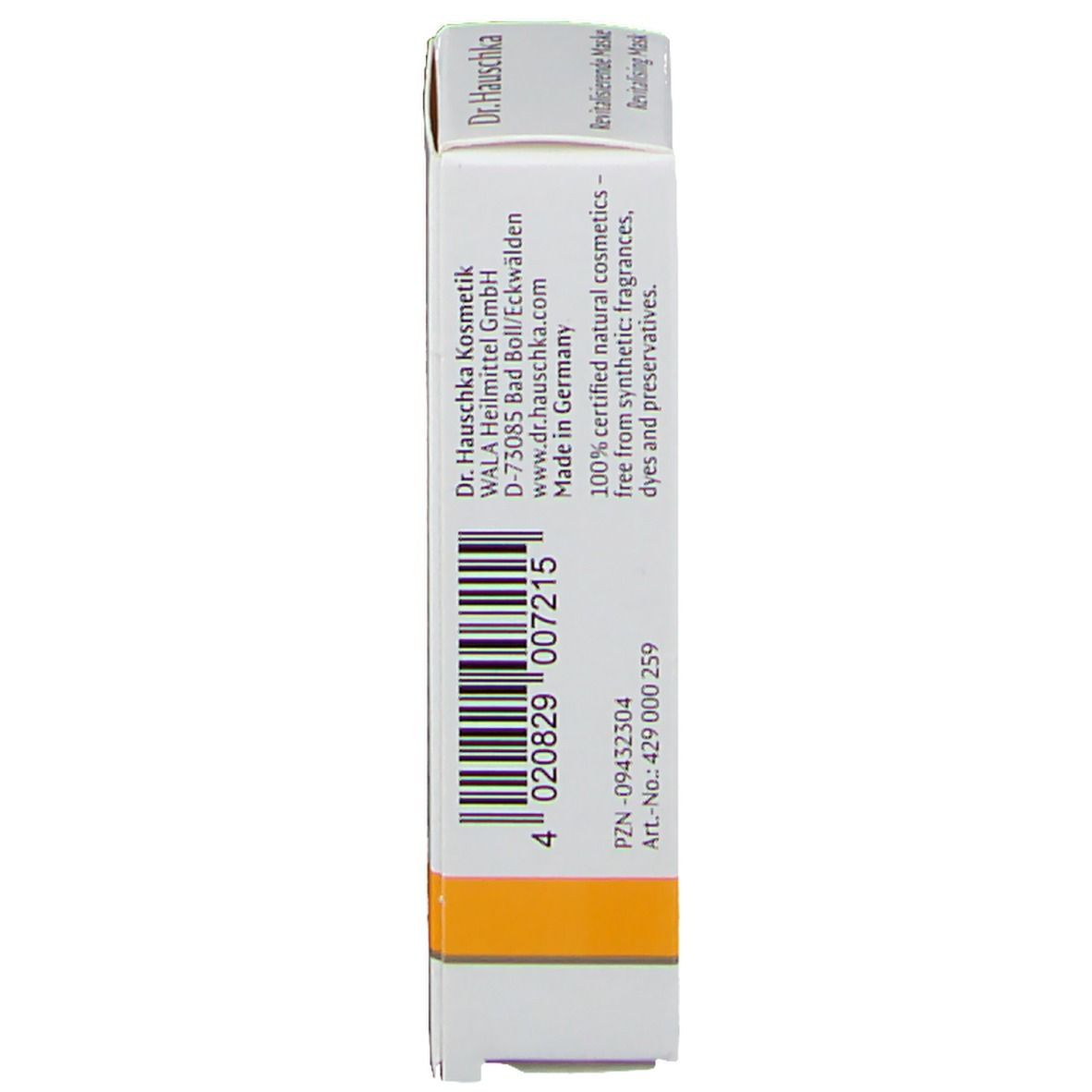 Vue latérale de l'emballage du produit. Informations sur le fabricant et la certification.