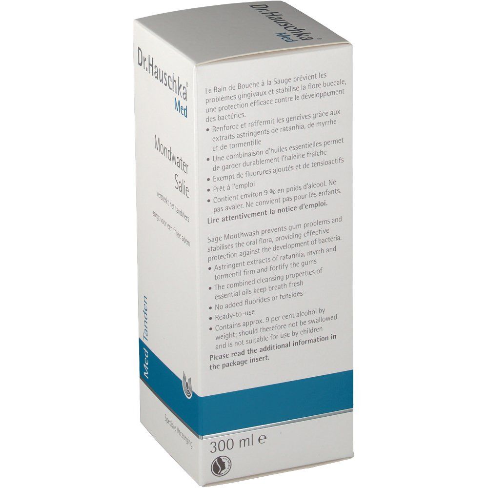 Kartonnen verpakking, achterkant met tekst. Merk en productnaam. Volume: 300 ml.