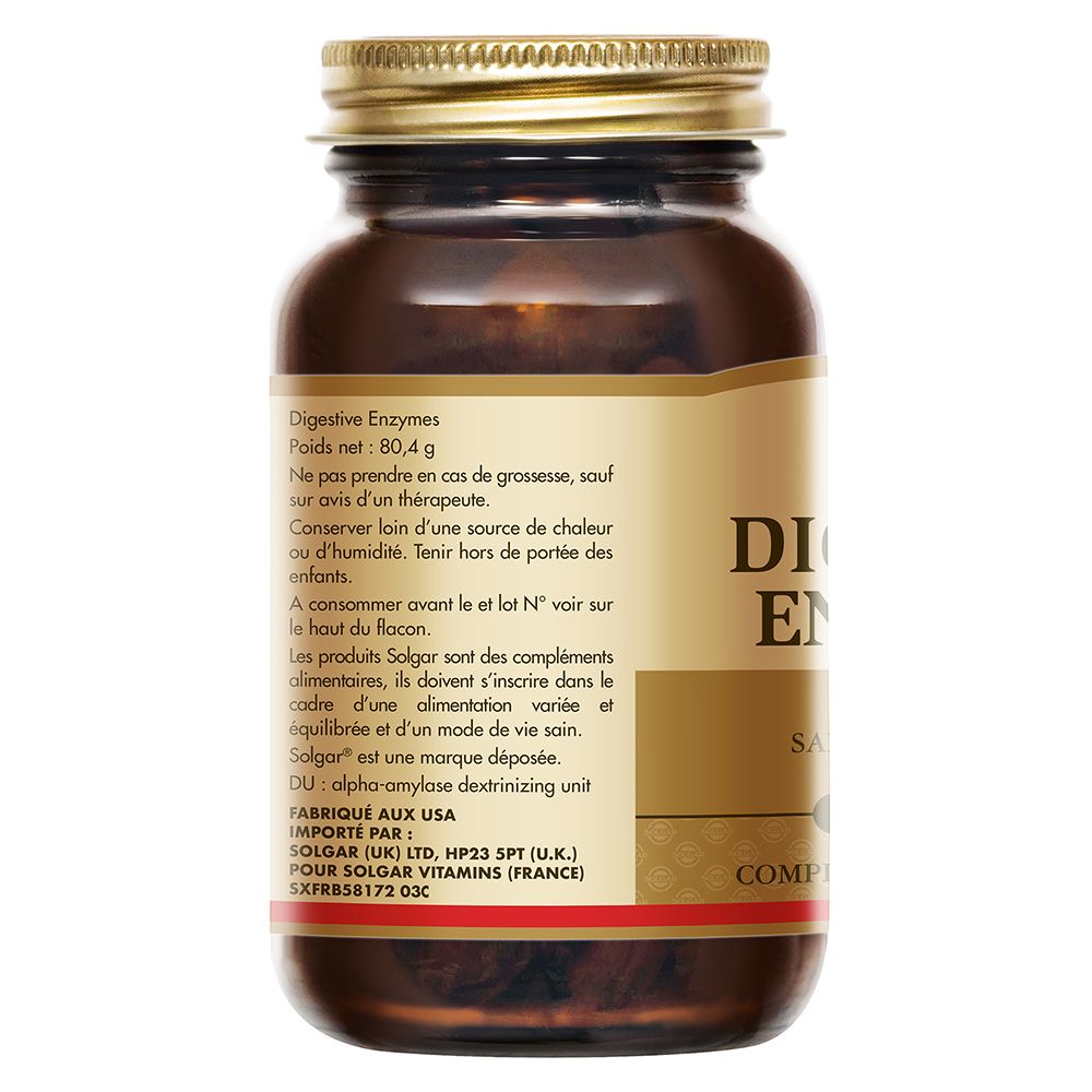 Rückseite der braunen Flasche. Etikett mit Text über das Produkt und Herstellerinformationen.