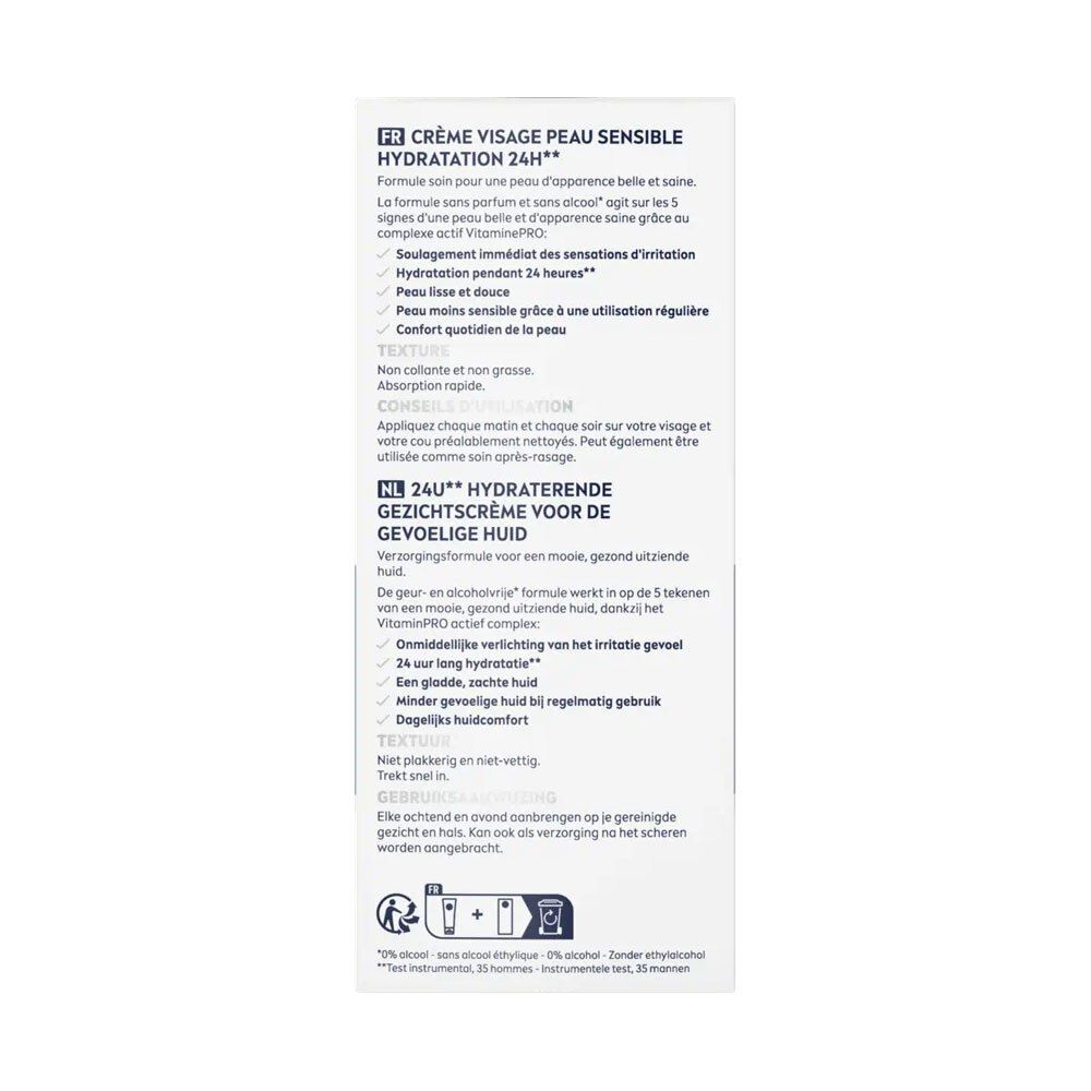 Dos de la boîte. Informations sur les ingrédients, la durabilité et les coordonnées.