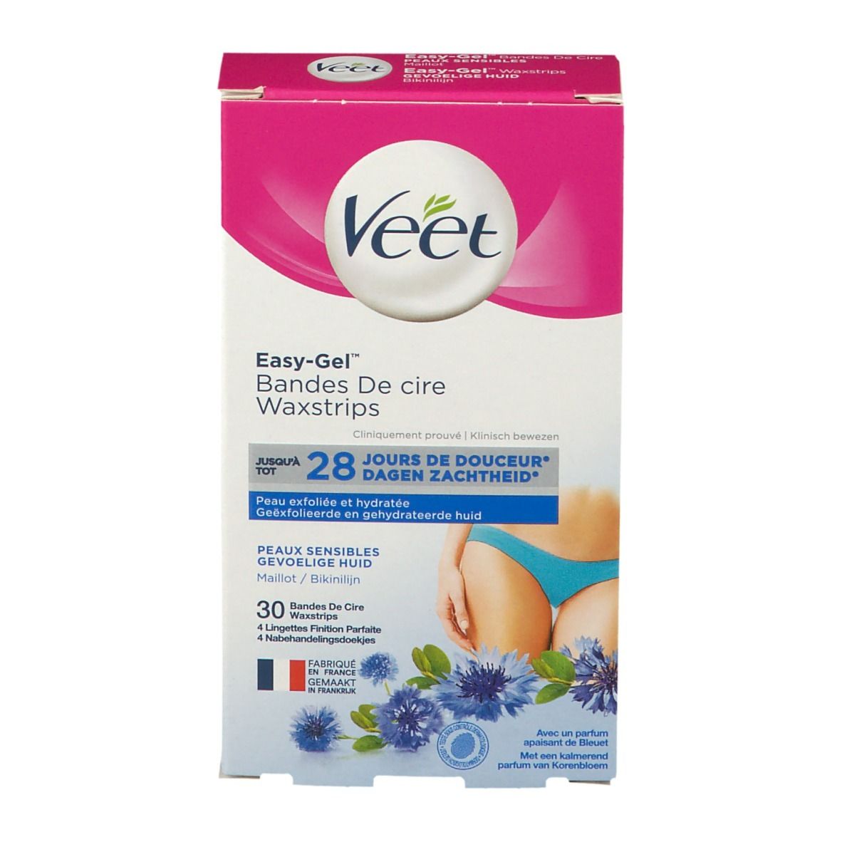 Veet Easy-Gelwax Bandes De Cire Froids Maillot & Aisselles - Peaux ...