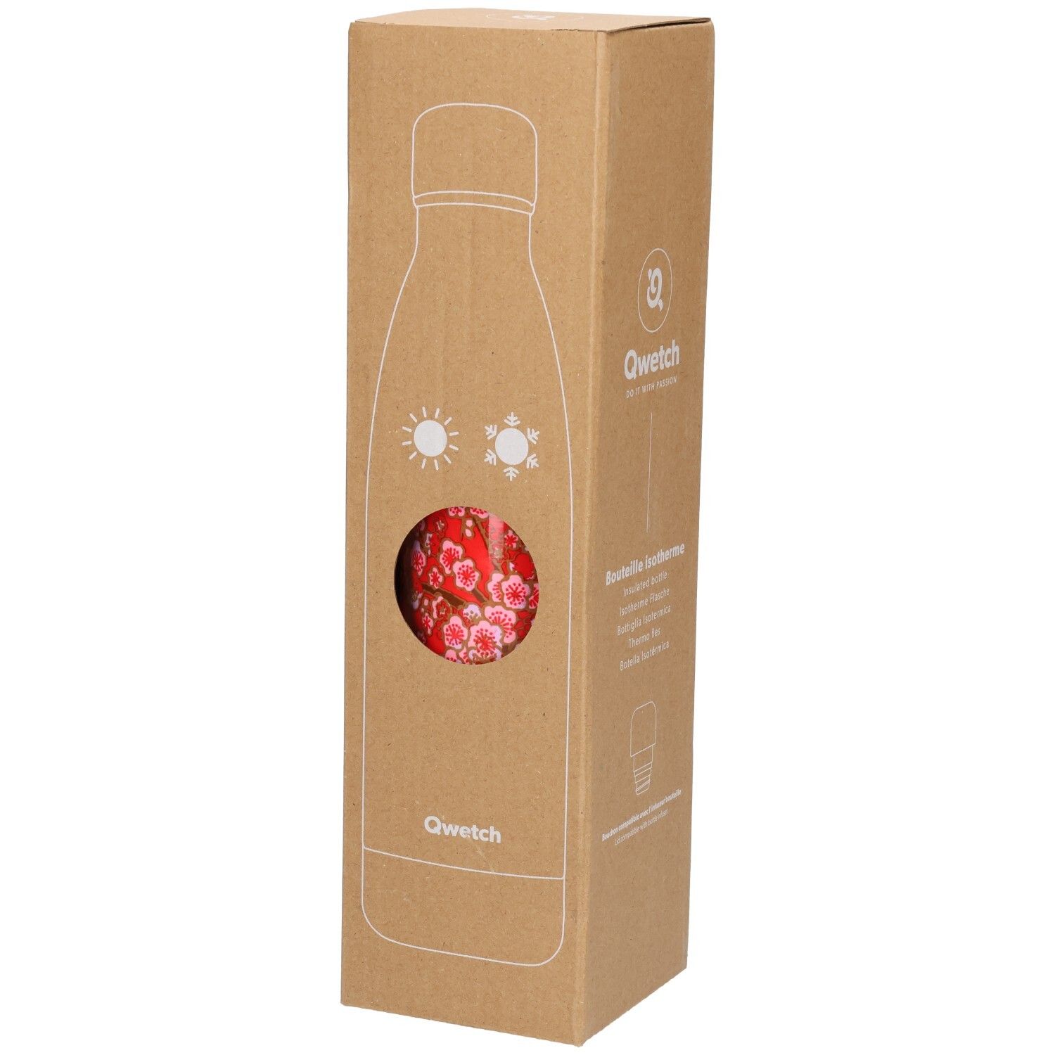 Qwetch Thermosfles Inox Bloemen Rood 750ml - 10209 1 St Sonstige