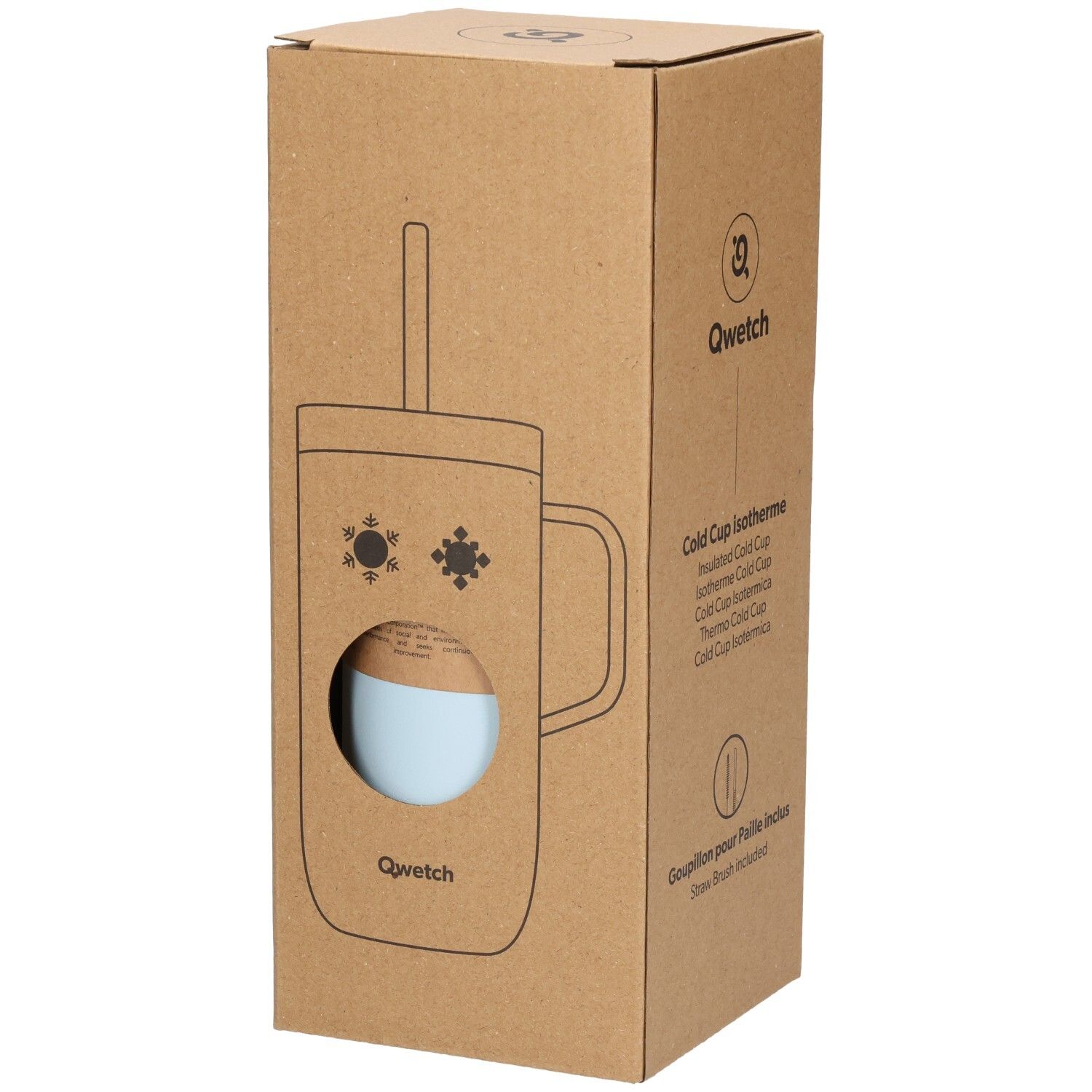 Qwetch Cold Cup Isotherm Inox Met Handvat Pastel Blauw 600ml 1 St Sonstige