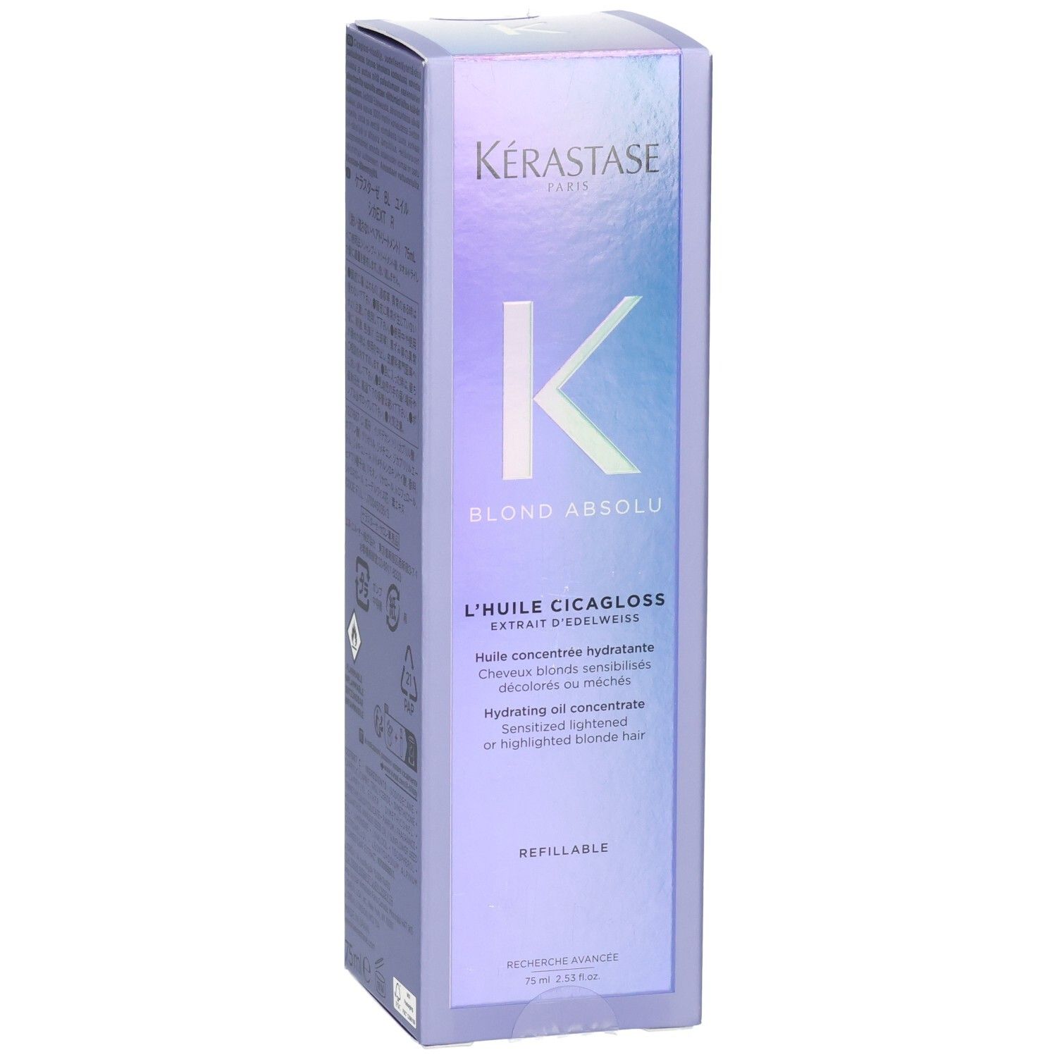 Kérastase Blond Absolu Huile Cicagloss Nachfüllbare Haarpflegeöl-Verpackung, Vorderseite.