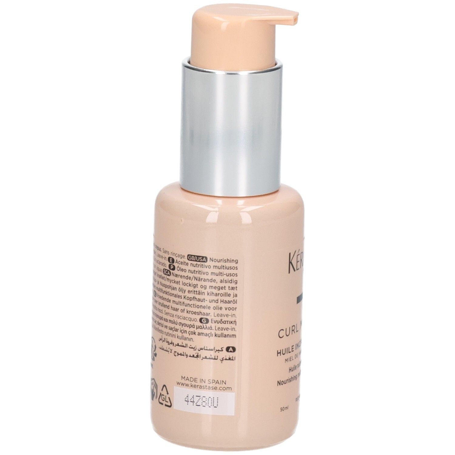 Kérastase Curl Manifesto Huile Sublime Repair Haaröl, Rückseite mit Anwendungshinweisen.
