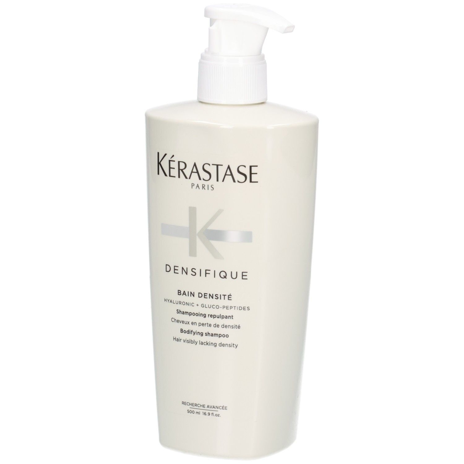 Weiße Flasche Kérastase Bain Densité mit Pumpspender. 500ml.