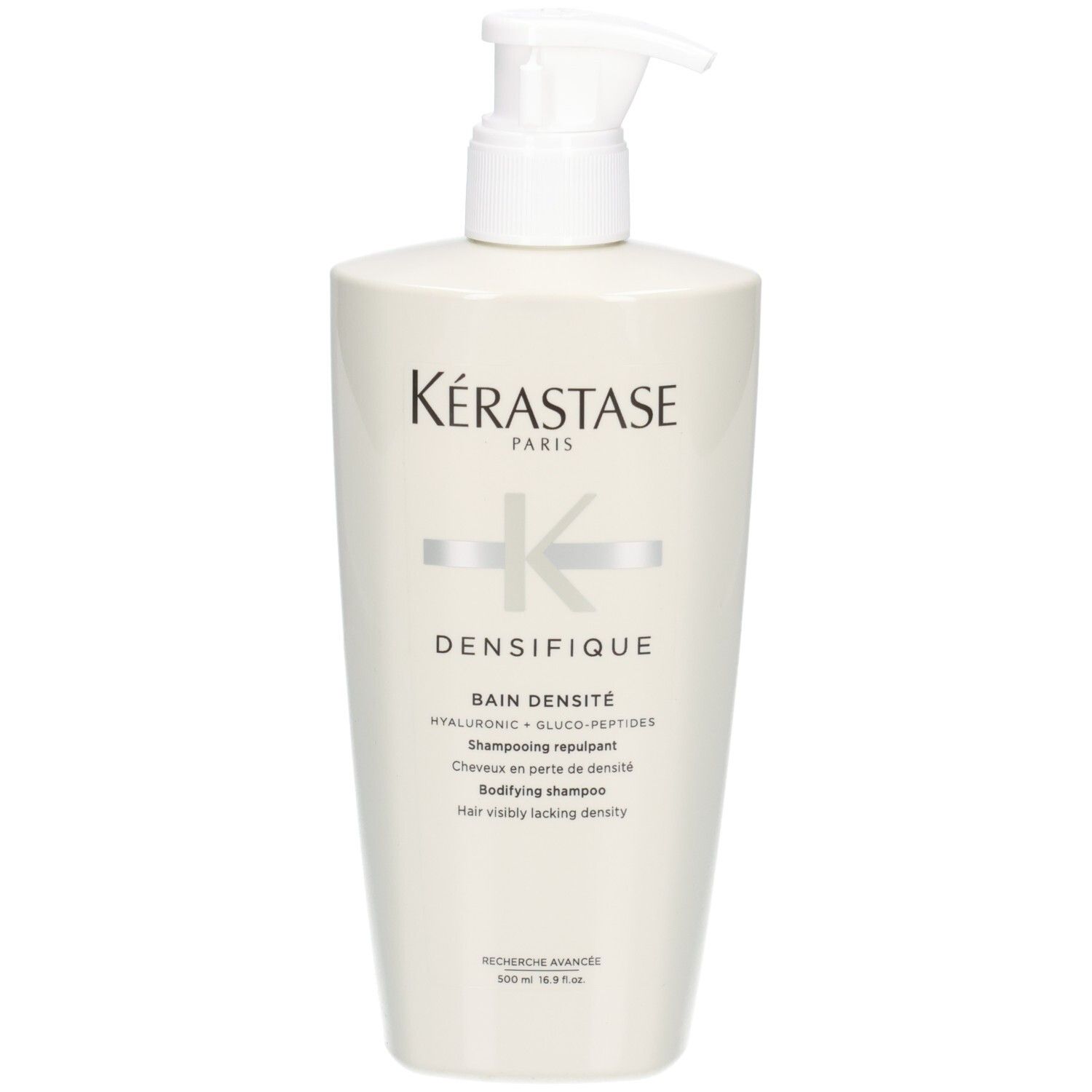Weiße Flasche Kérastase Bain Densité mit Pumpspender. 500ml.
