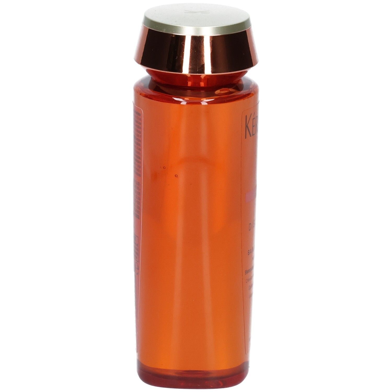 Kérastase Discipline Bain Oleo-Relax Shampoo, 250ml, Seitenansicht der orangefarbenen Flasche.
