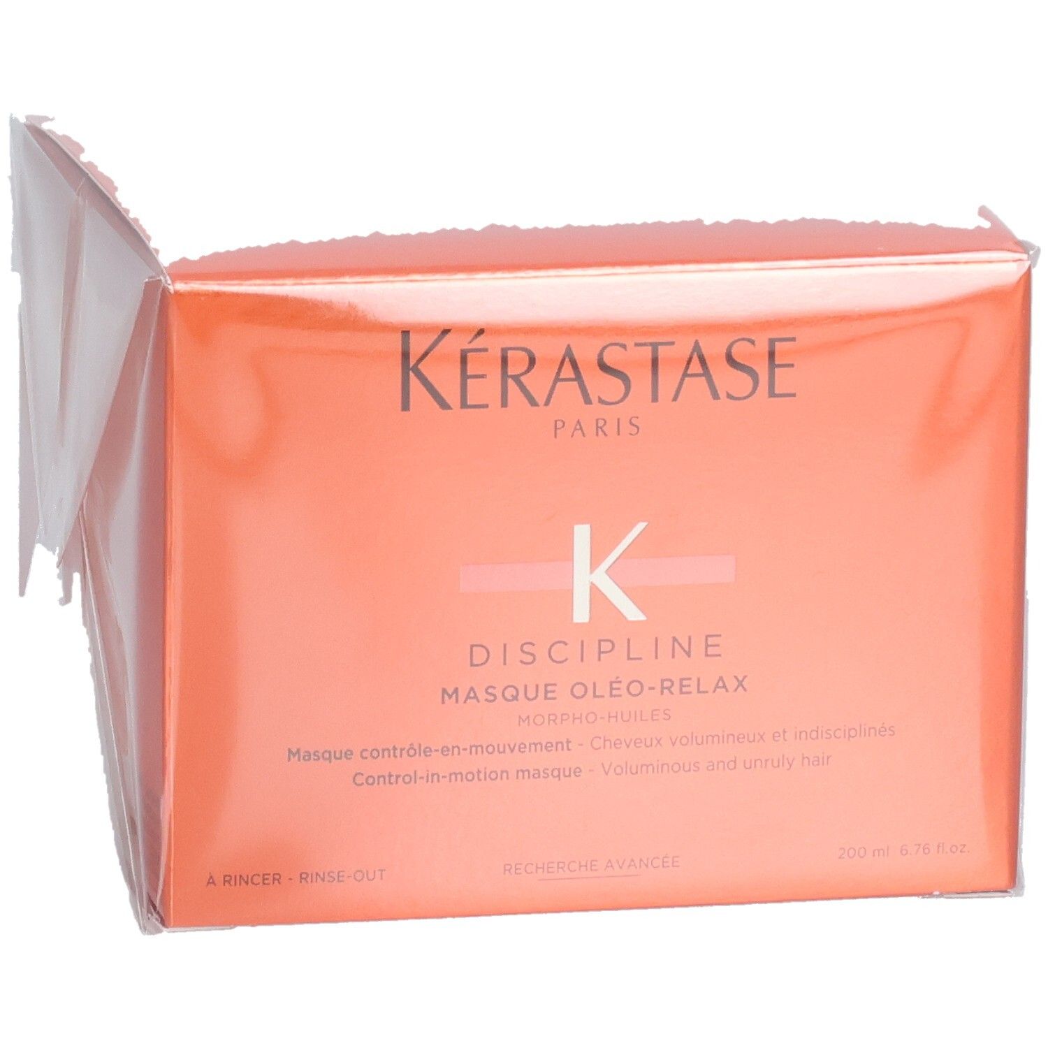 Kérastase Discipline Masque Oléo-Relax Haarmaske, 200 ml, leicht geöffnet.