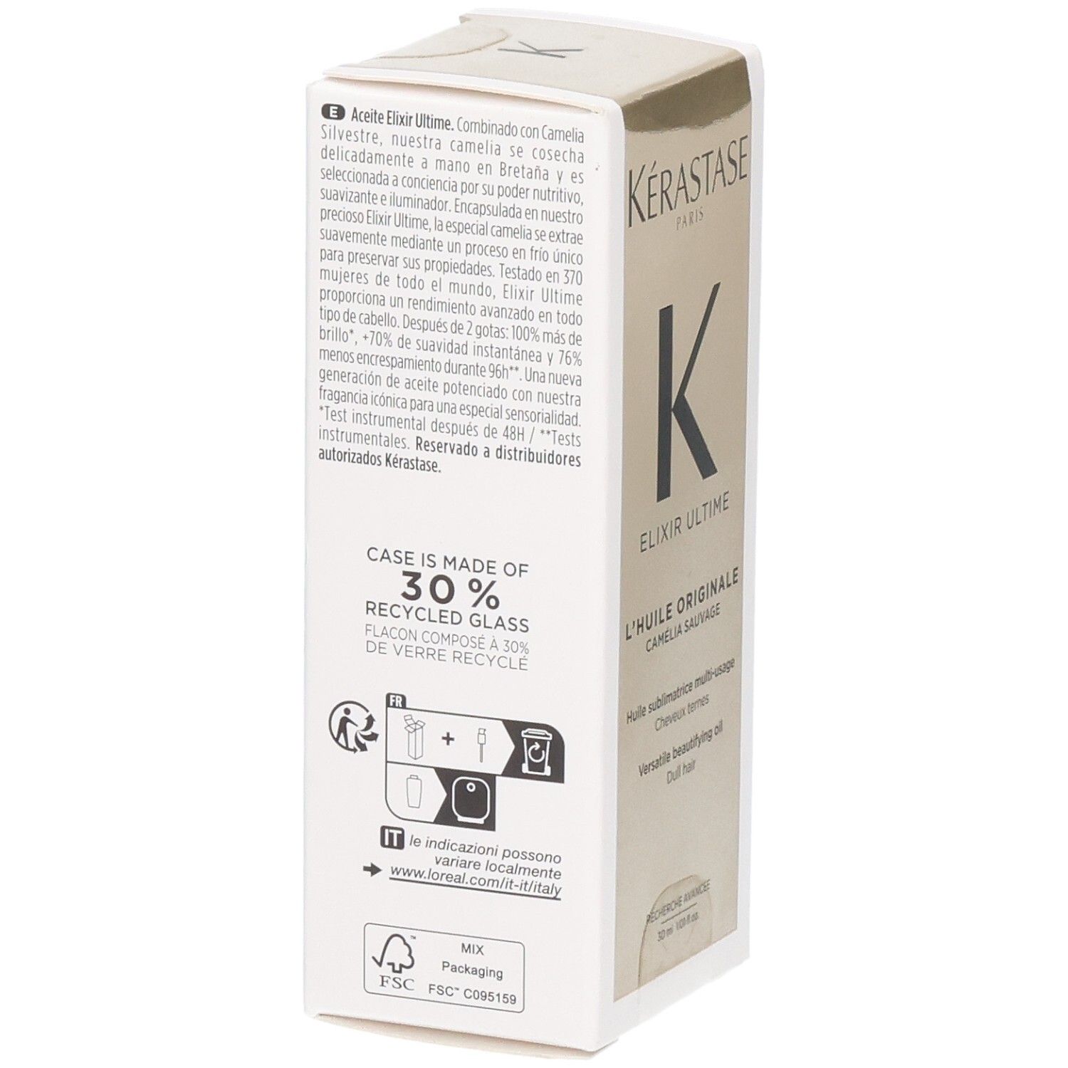 KÉRASTASE Elixir Ultime L’Huile Originale, Flakon aus 30% recyceltem Glas.