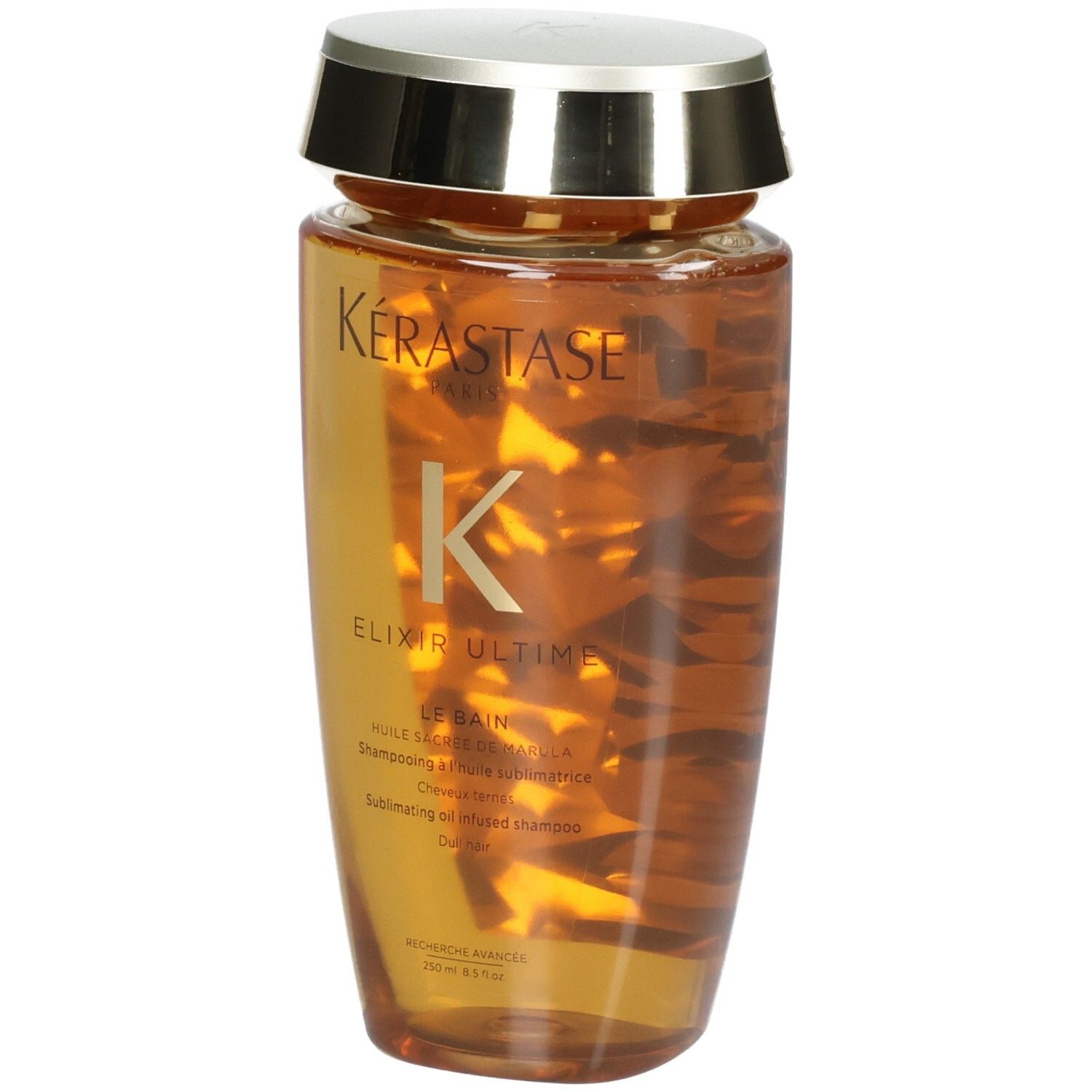Kérastase Elixir Ultime Le Bain Shampoo, 250ml Flasche mit goldenem Deckel.
