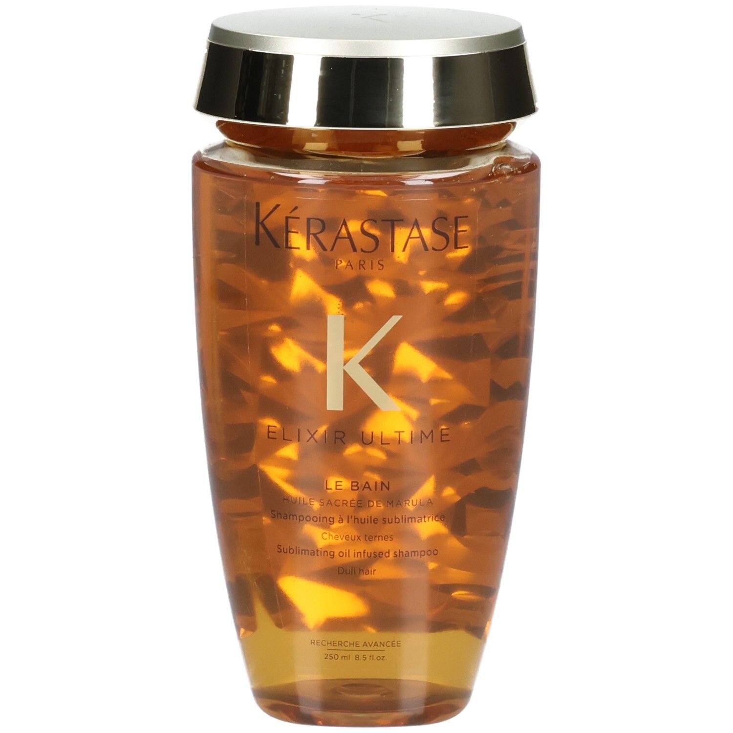 Kérastase Elixir Ultime Le Bain Shampoo, 250ml Flasche mit goldenem Deckel.