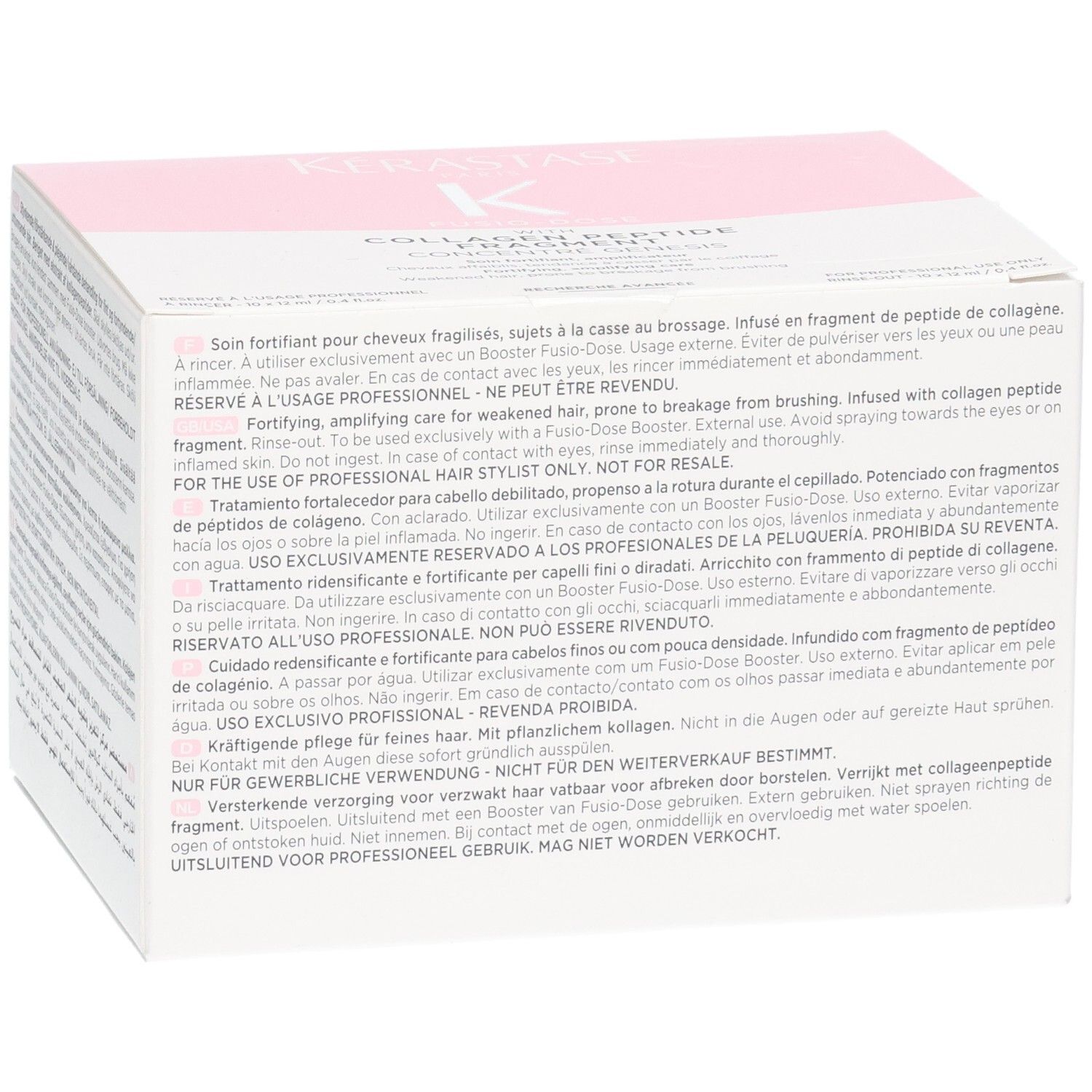Kérastase Fusio-Dose Booster Brillance Verpackung mit Anwendungsbeschreibung.
