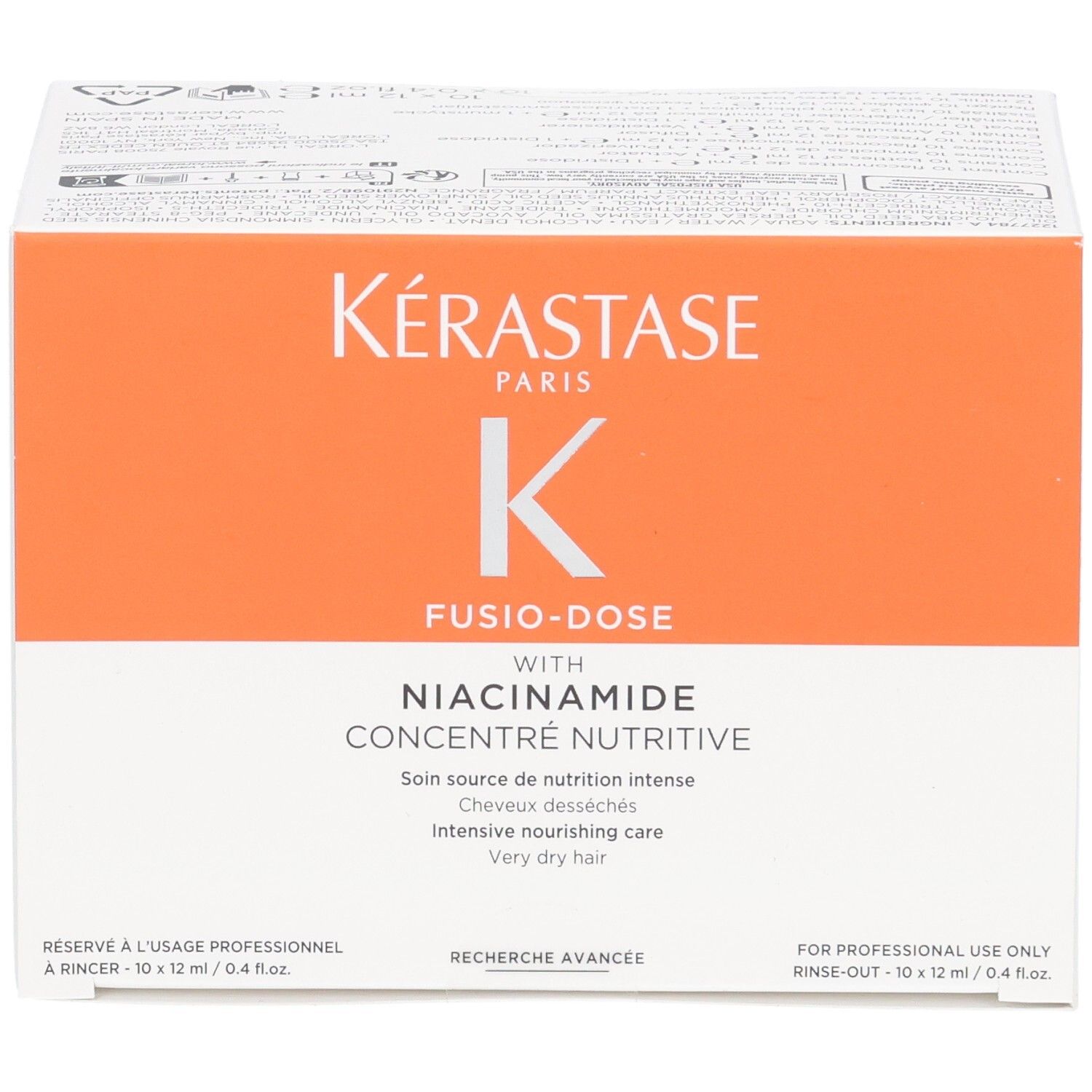 Kérastase Fusio-Dose Concentré Niacinamide Oleo-Fusion Box mit Produktname und Anwendungsbeschreibung.