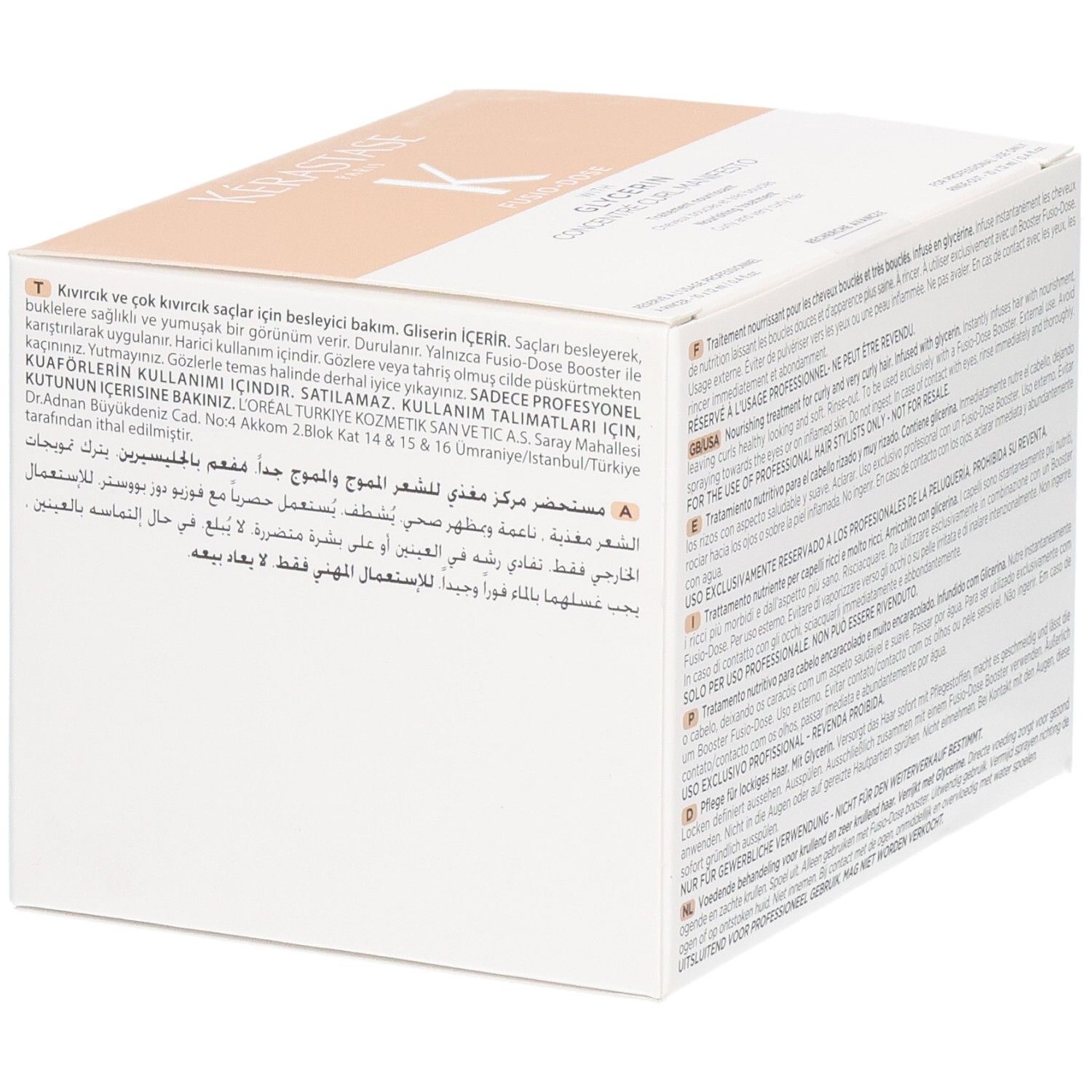 Kérastase Fusio-Dose Concentré Curl Manifesto Box, Rückseite mit Text.