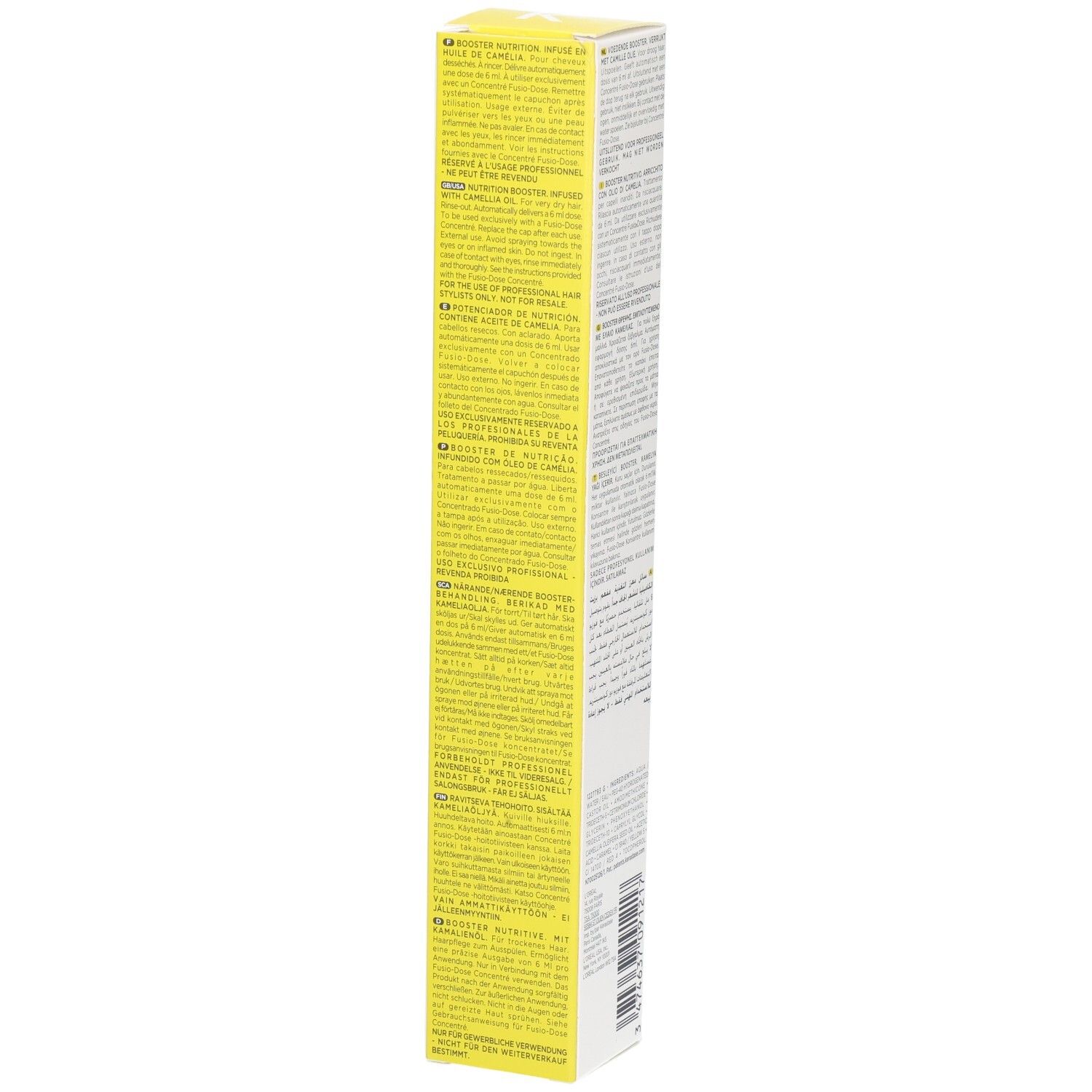 Kérastase Fusio-Dose Booster Extra Nutrition mit Kamelienöl, Seitenansicht mit Text.